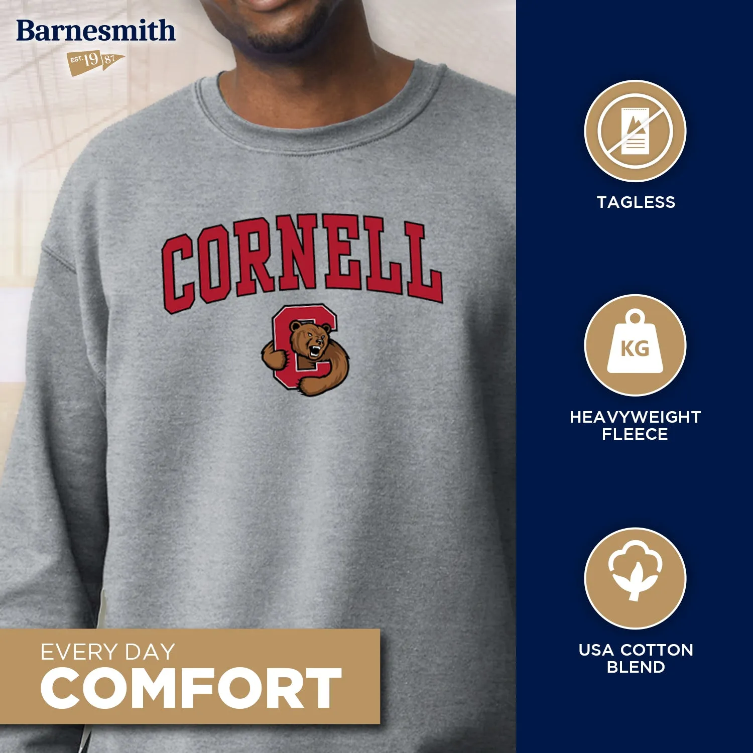 Cornell University Spirit Sweatshirt (Charcoal Grey) sold by Barnesmith product image thumbnail 3