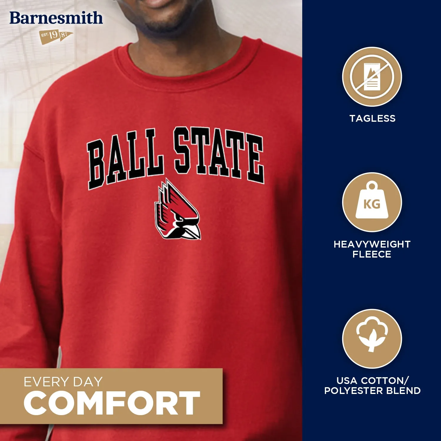 Ball State University Spirit Sweatshirt (Red) sold by Barnesmith product image thumbnail 3