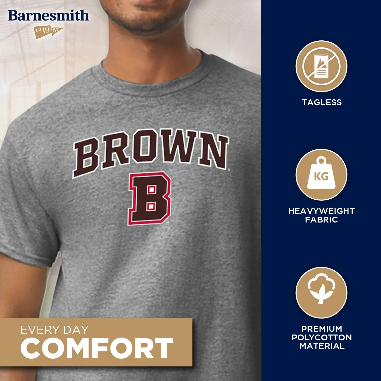 Brown University Spirit T-Shirt (Charcoal Grey) sold by Barnesmith product image thumbnail 2