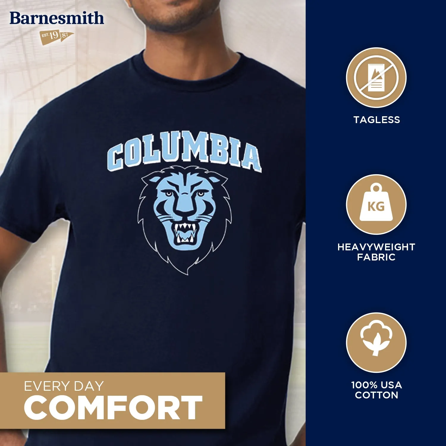 Columbia University Spirit T-Shirt (Navy) sold by Barnesmith product image thumbnail 3