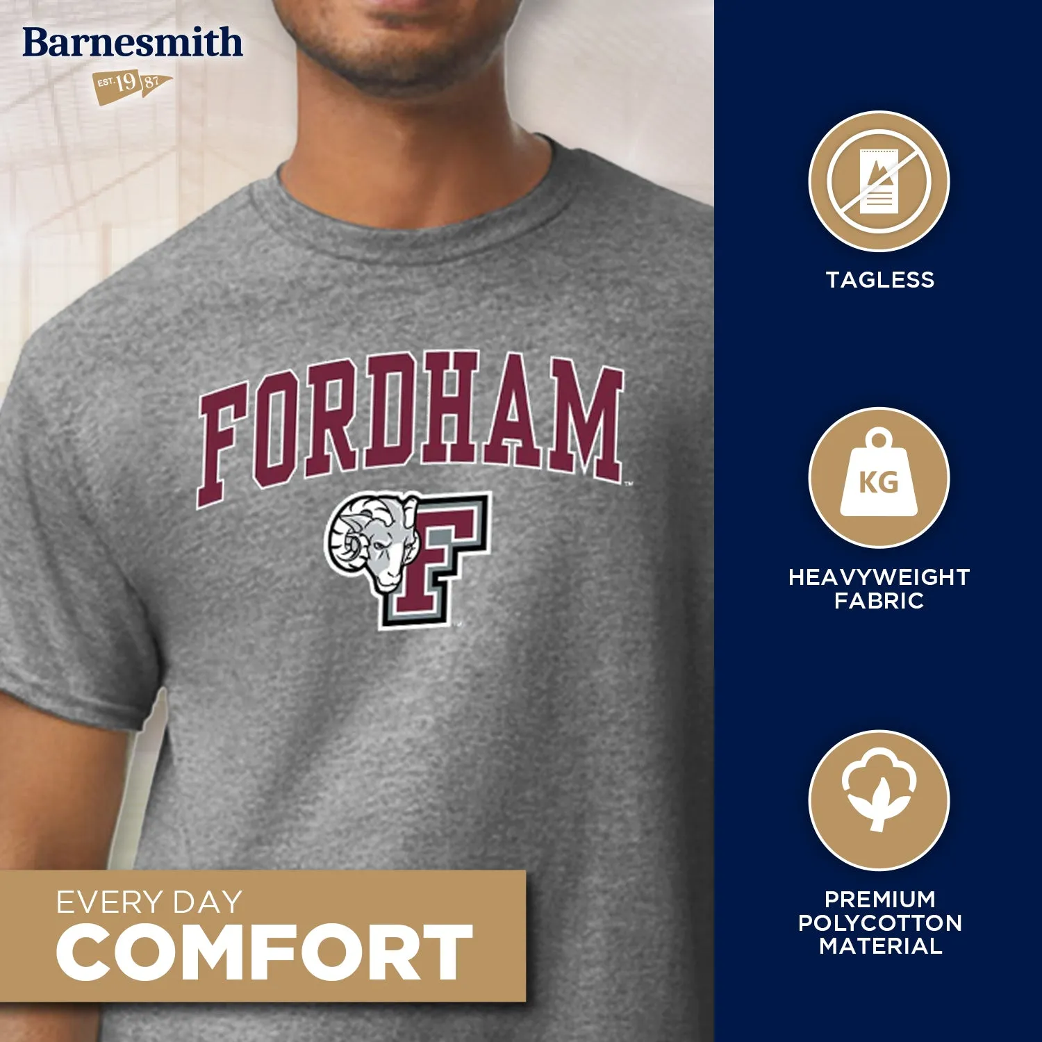 Fordham University Spirit T-Shirt (Charcoal Grey) sold by Barnesmith product image thumbnail 3