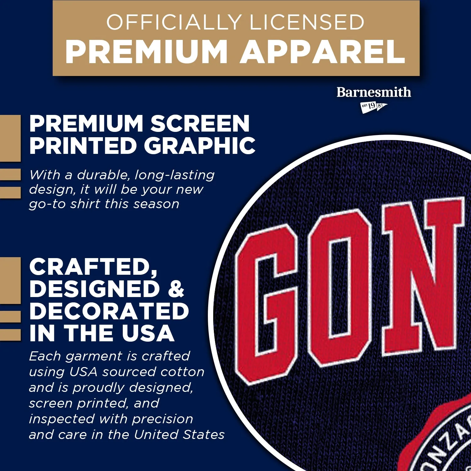 Gonzaga University Heritage T-Shirt (Navy) sold by Barnesmith product image thumbnail 4