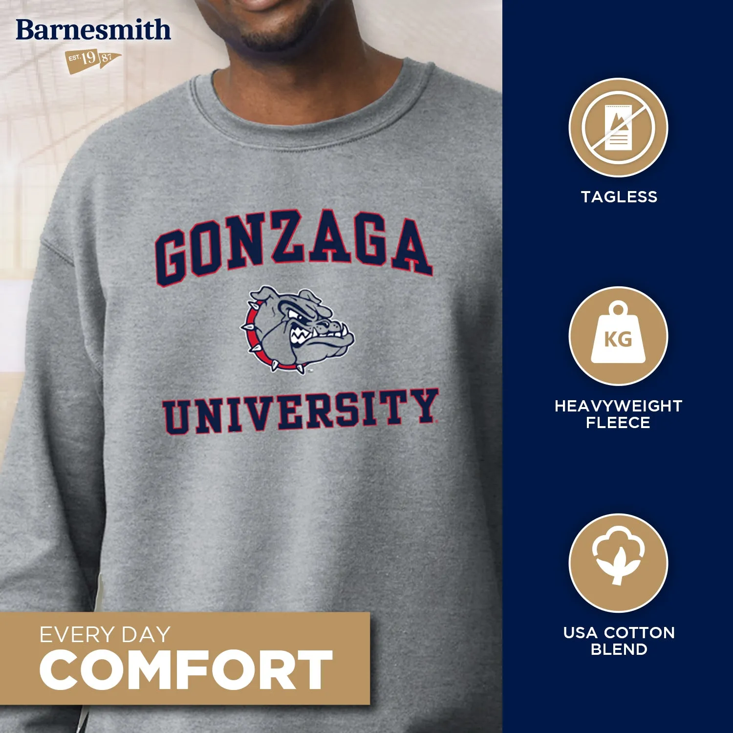 Gonzaga University Spirit Sweatshirt (Charcoal Grey) sold by Barnesmith product image thumbnail 3