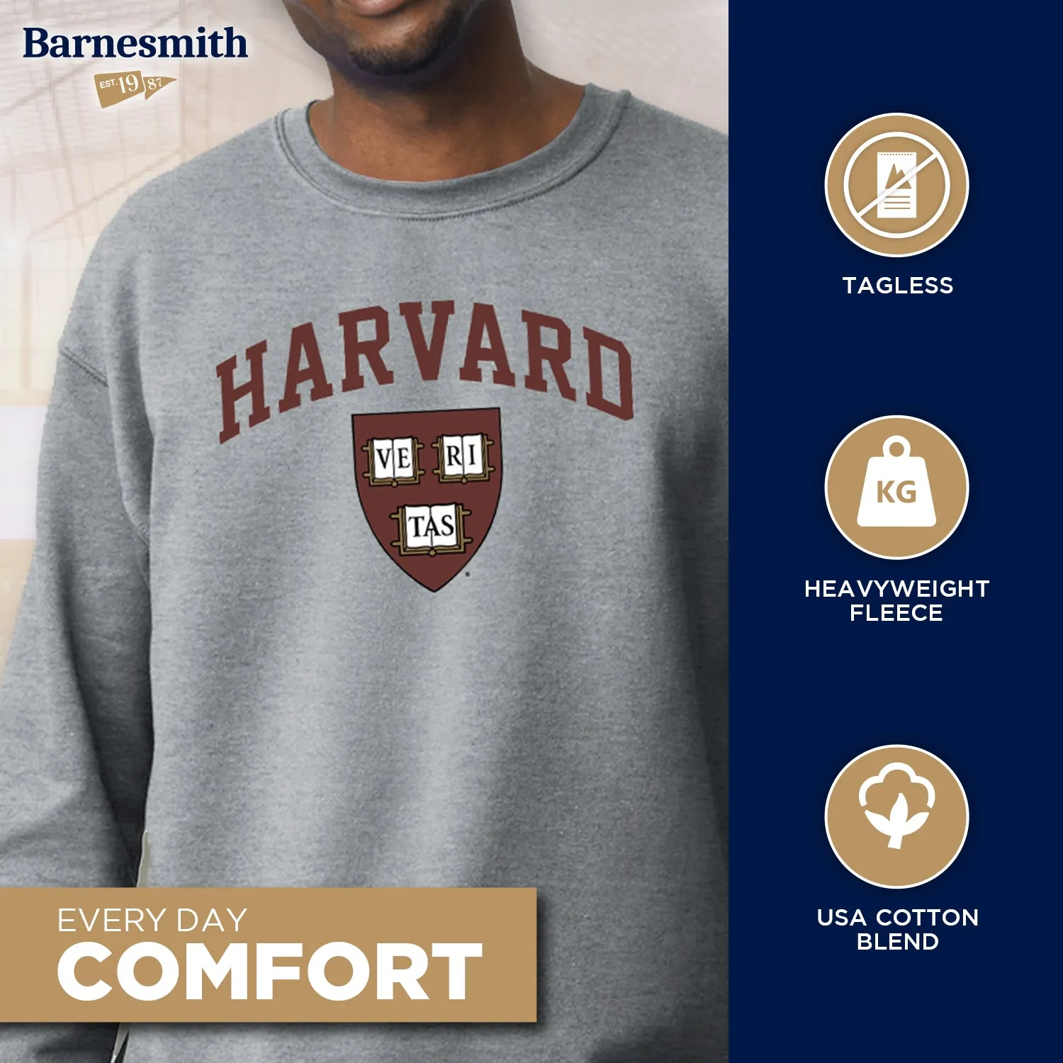 Harvard University Spirit Sweatshirt (Charcoal Grey) sold by Barnesmith product image thumbnail 3