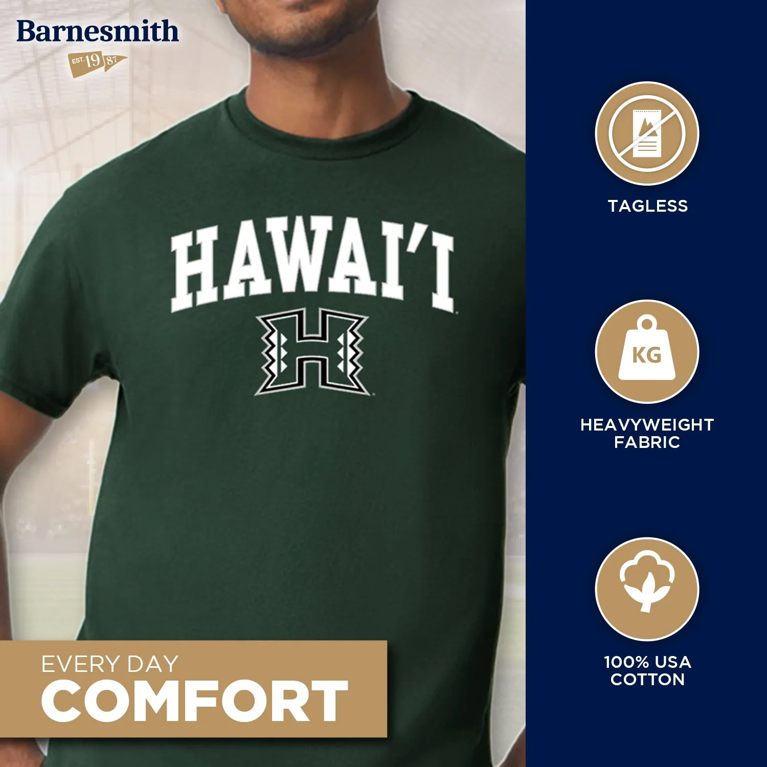 University of Hawaii Spirit T-Shirt (Hunter Green) sold by Barnesmith product image thumbnail 3