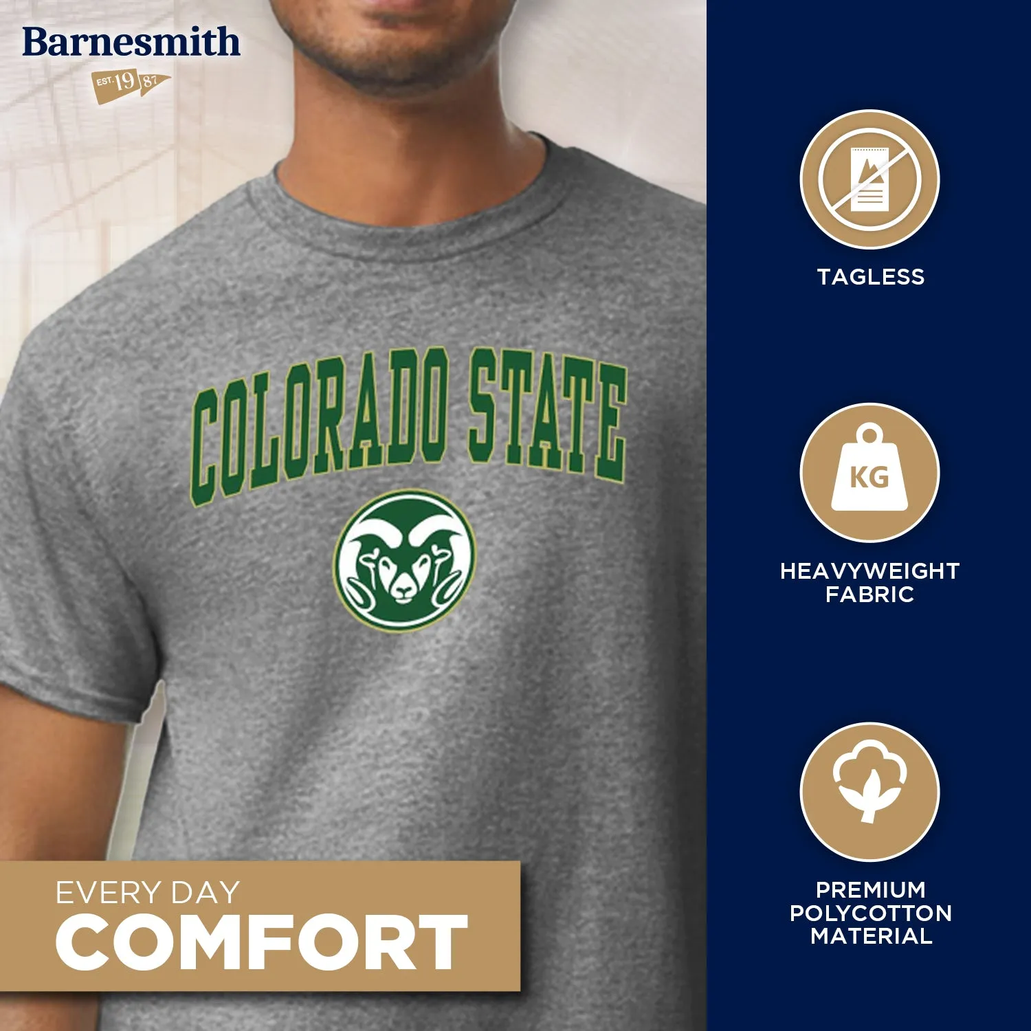 Colorado State University Spirit T-Shirt (Charcoal Grey) sold by Barnesmith product image thumbnail 3