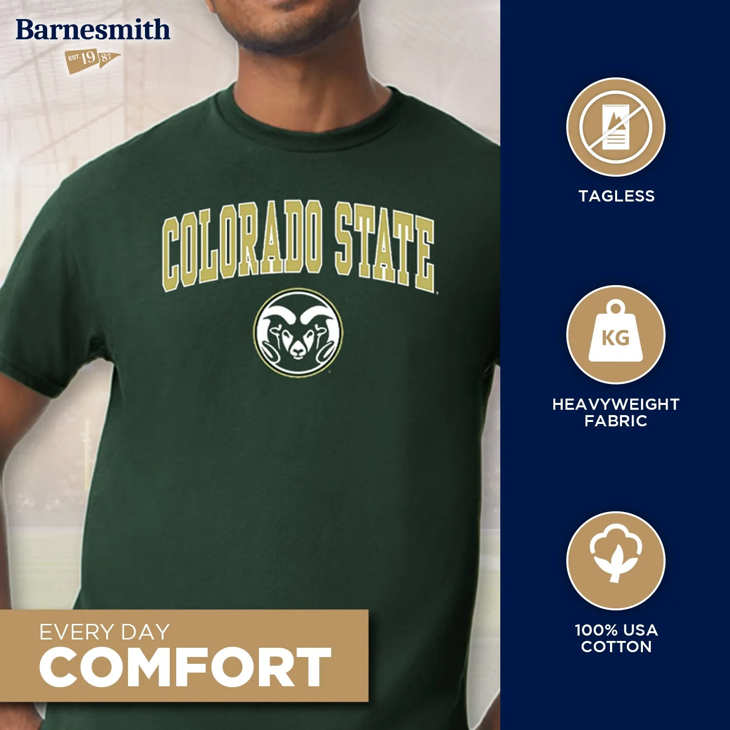 Colorado State University Spirit T-Shirt (Hunter Green) sold by Barnesmith product image thumbnail 3