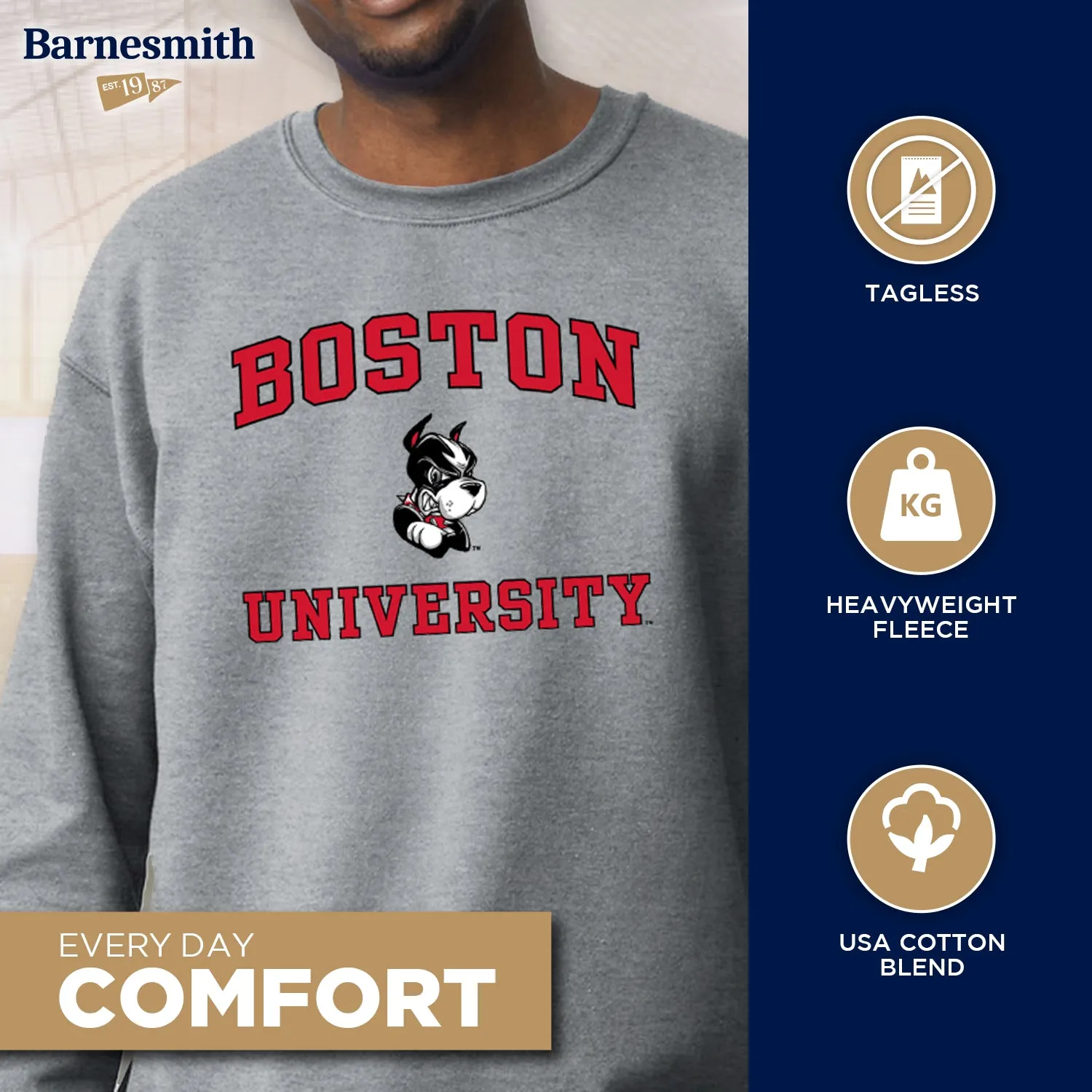 Boston University Spirit Sweatshirt (Charcoal Grey) sold by Barnesmith product image thumbnail 3