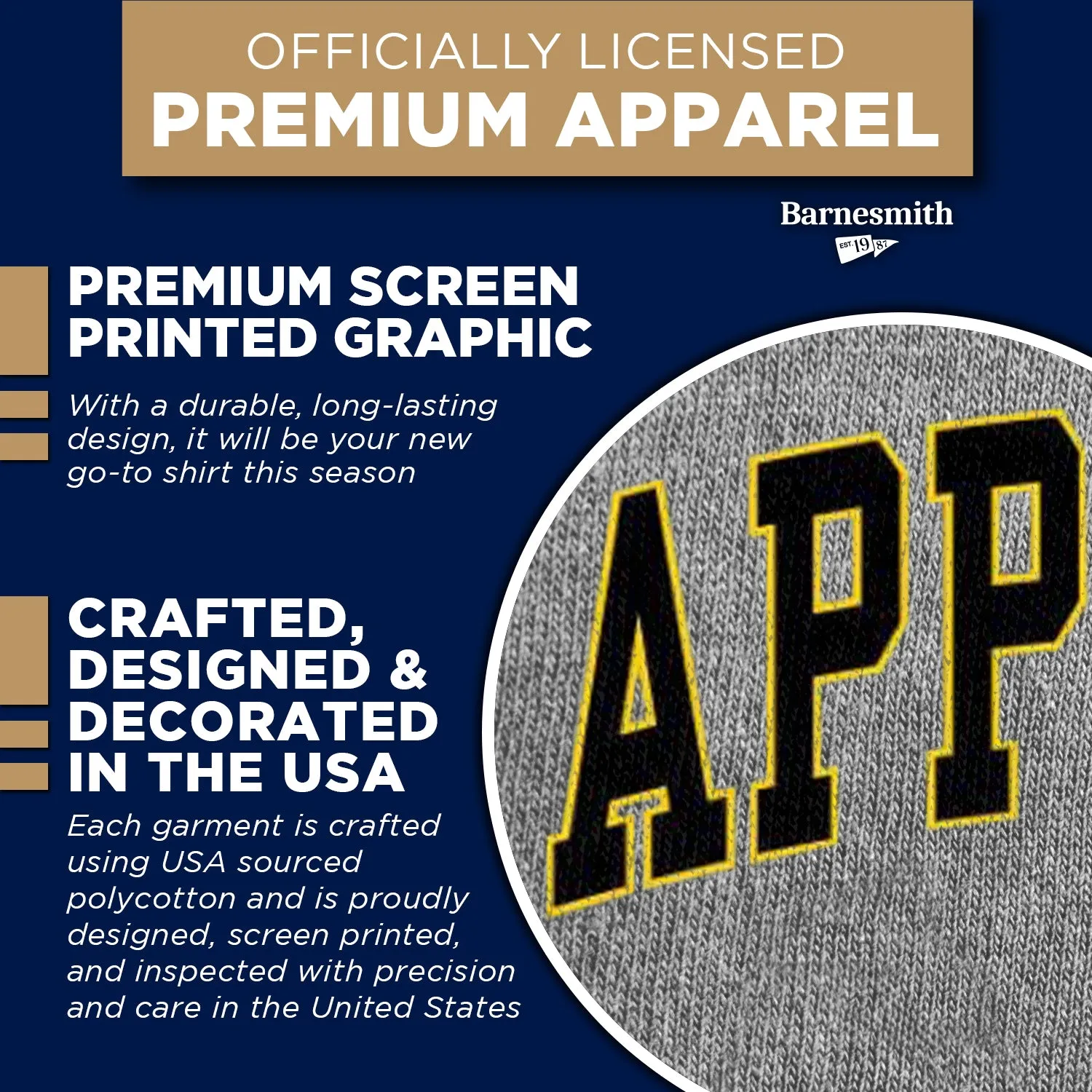 Appalachian State Short-Sleeve Spirit T-Shirt (Charcoal Grey) sold by Barnesmith product image thumbnail 4