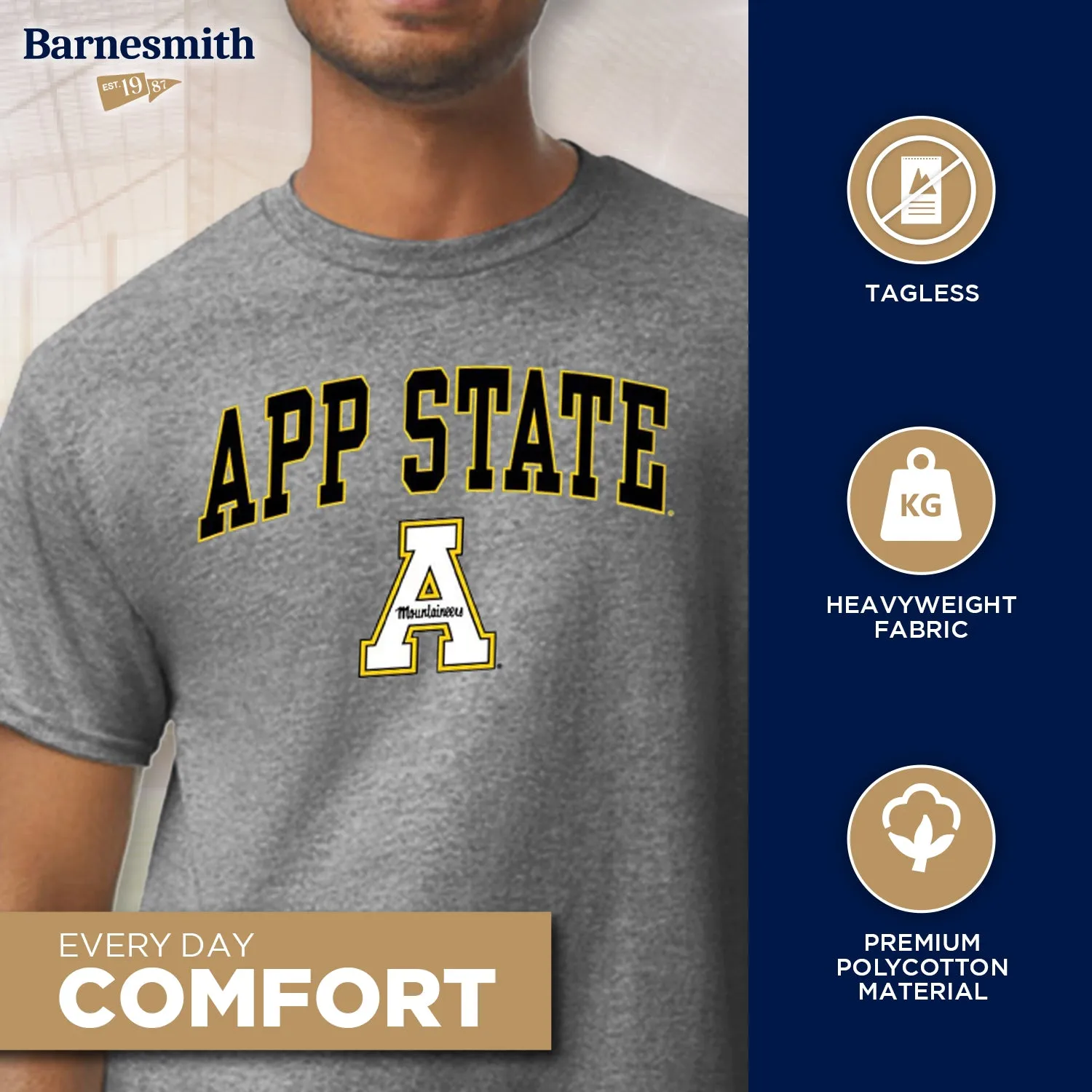 Appalachian State Short-Sleeve Spirit T-Shirt (Charcoal Grey) sold by Barnesmith product image thumbnail 3