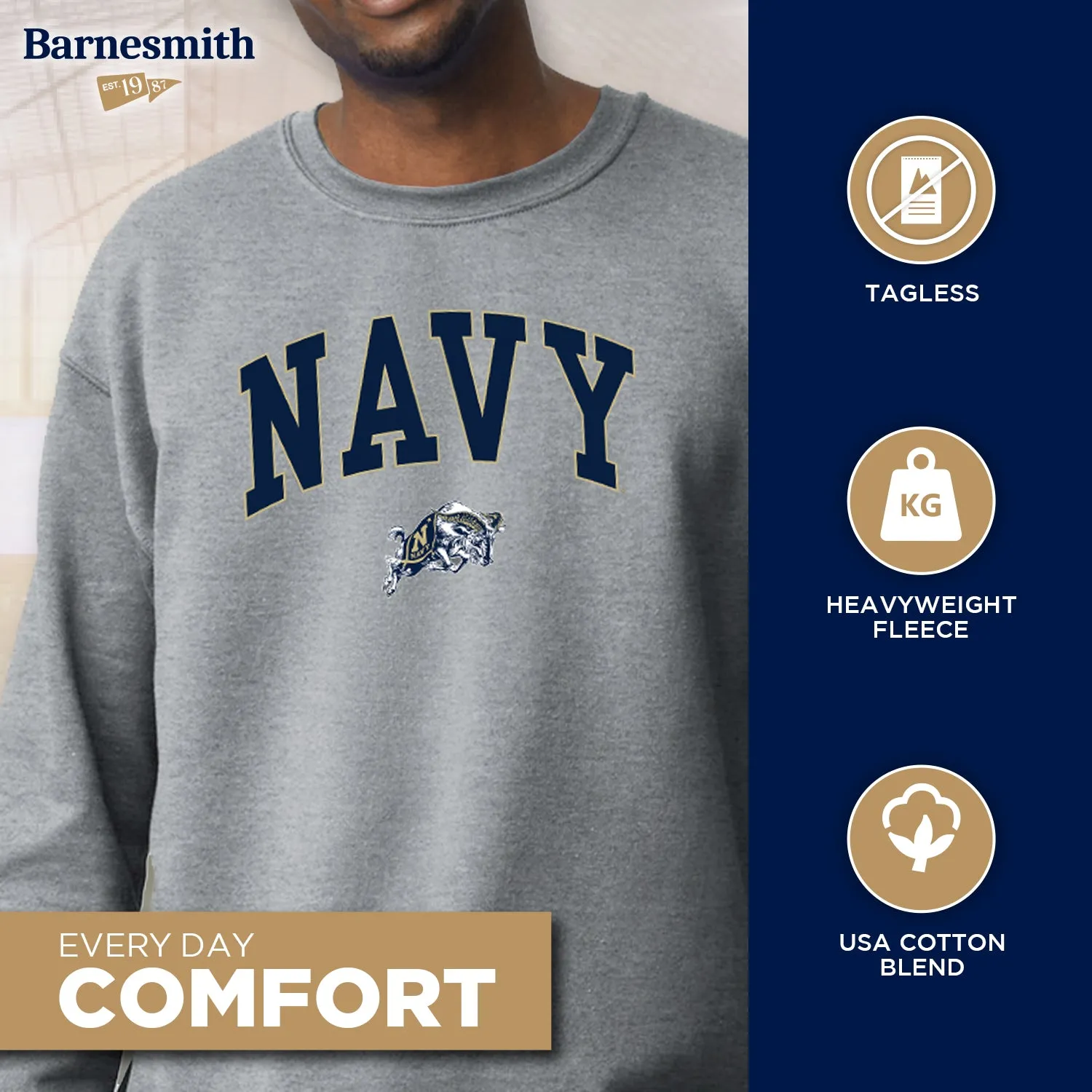 US Naval Academy (Navy) Spirit Sweatshirt (Charcoal Grey) sold by Barnesmith product image thumbnail 3