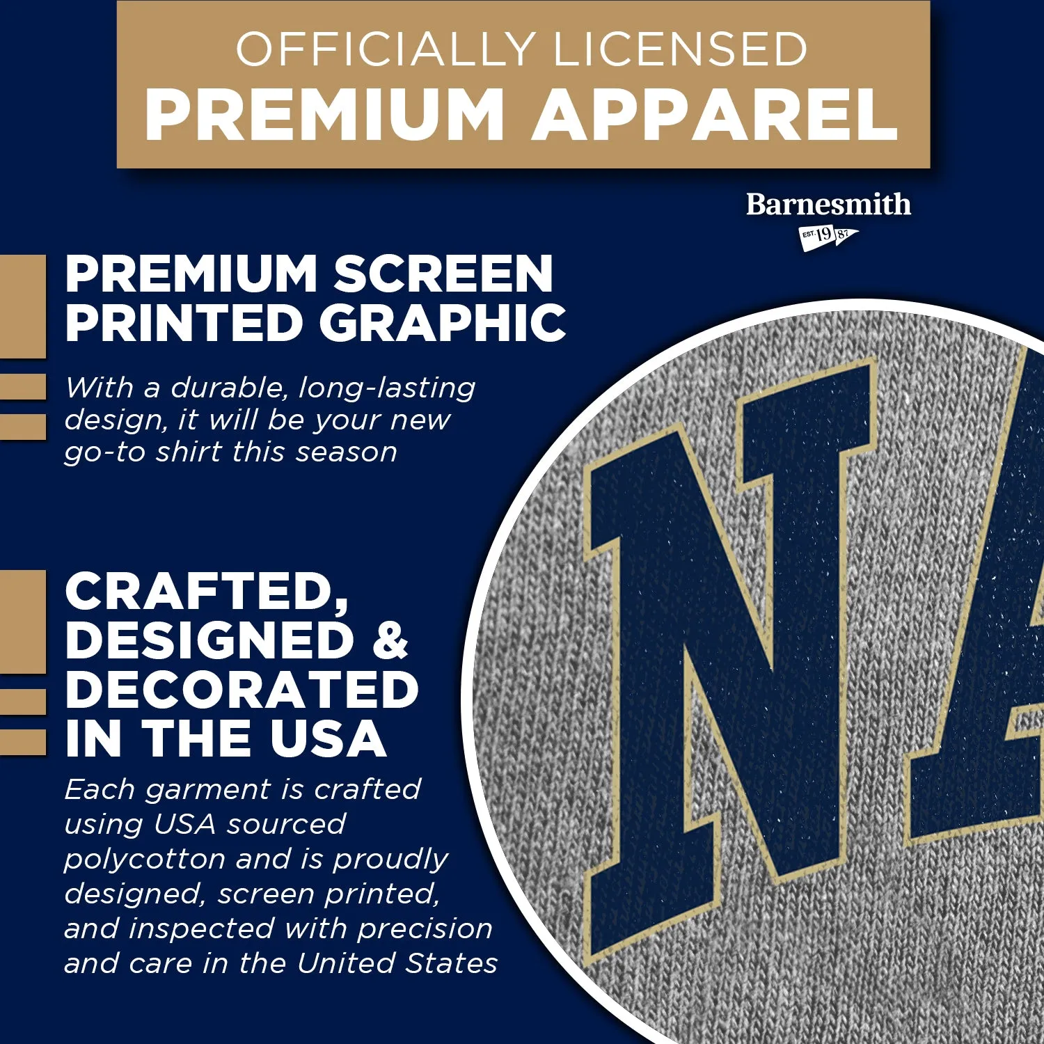 US Naval Academy (Navy) Spirit T-Shirt (Charcoal Grey) sold by Barnesmith product image thumbnail 4