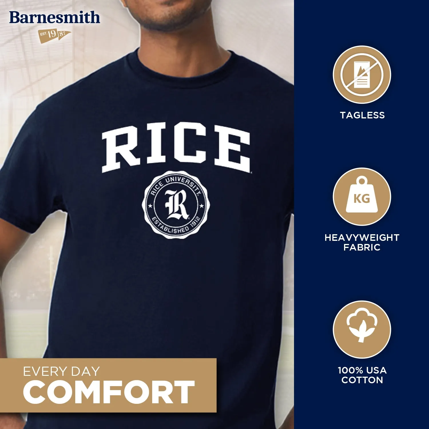Rice University Heritage T-Shirt (Navy) sold by Barnesmith product image thumbnail 3