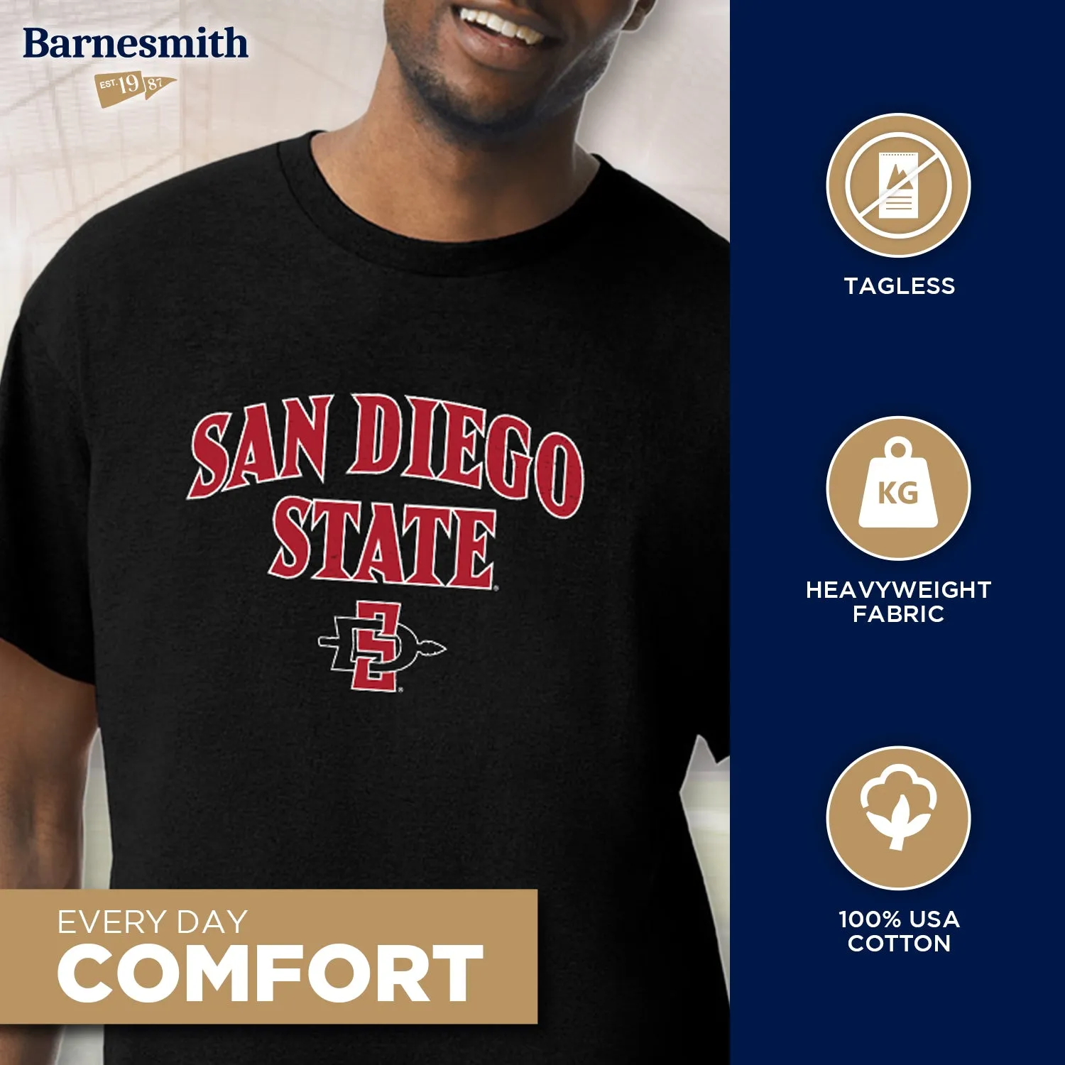 San Diego State University Spirit T-Shirt (Black) sold by Barnesmith product image thumbnail 3