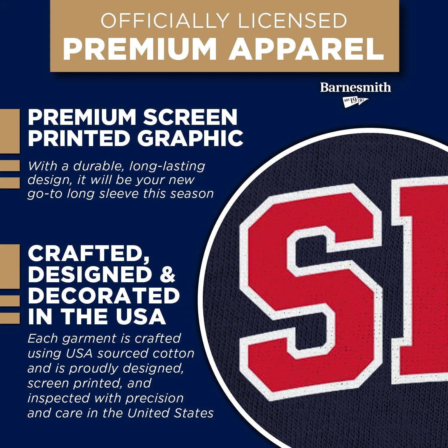 Southern Methodist University SMU Classic Long Sleeve T-Shirt (Navy) sold by Barnesmith product image thumbnail 4