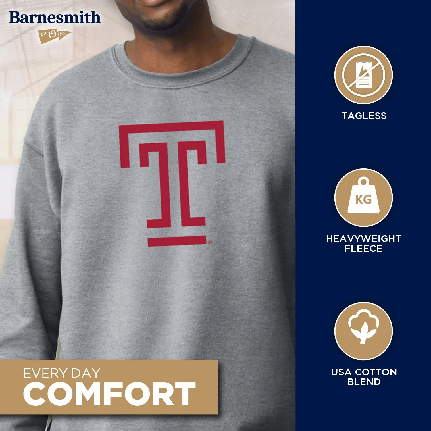 Temple University Spirit Sweatshirt (Charcoal Grey) sold by Barnesmith product image thumbnail 3