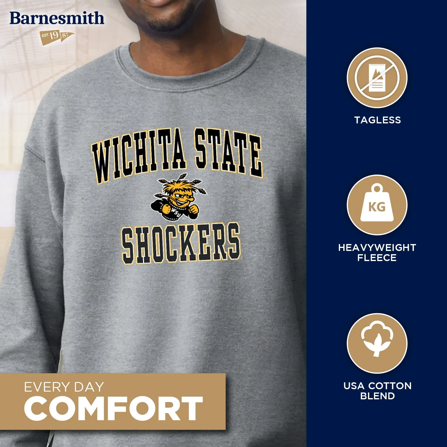 Wichita State University Spirit Sweatshirt (Charcoal Grey) sold by Barnesmith product image thumbnail 3