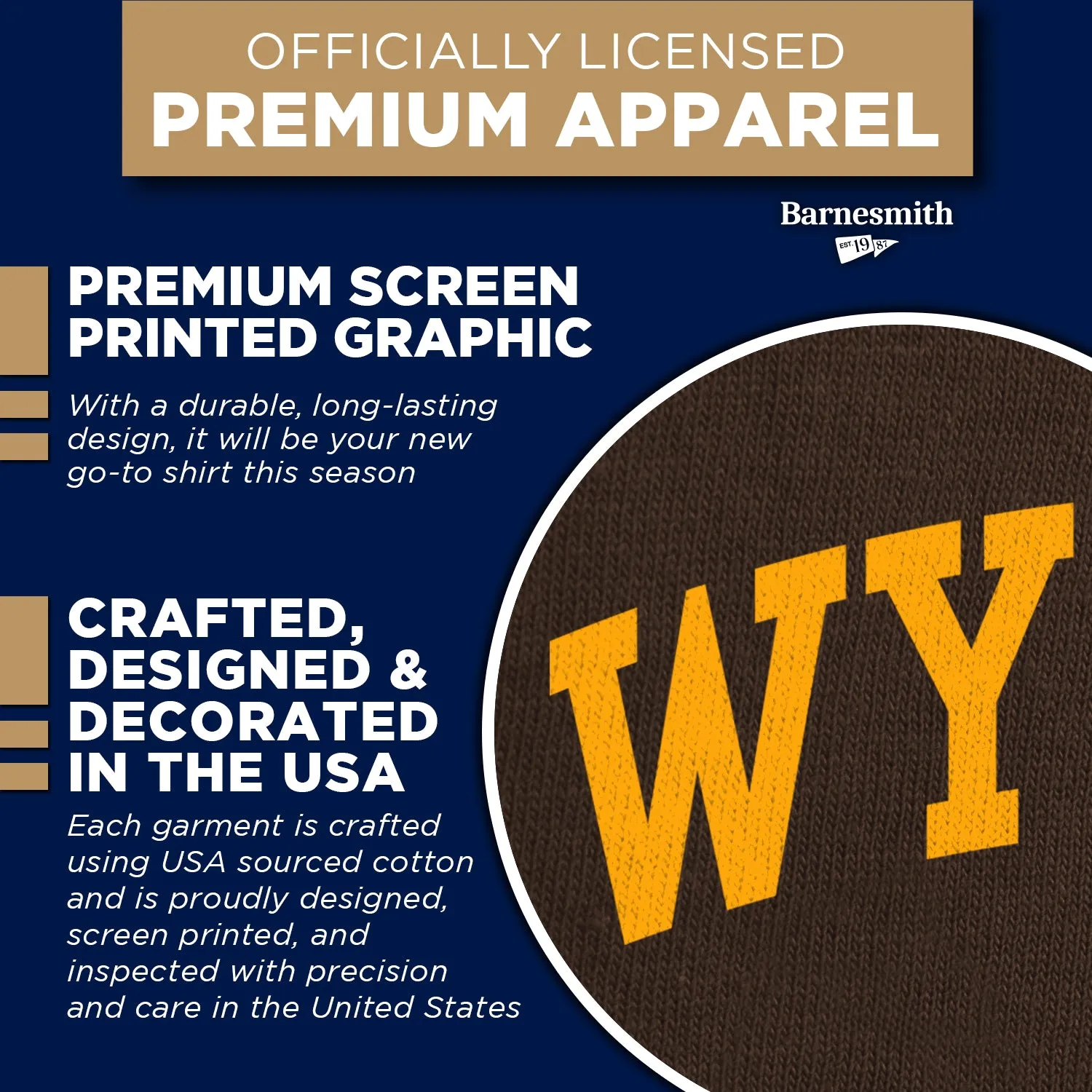 University of Wyoming Classic T-Shirt (Brown) sold by Barnesmith product image thumbnail 4