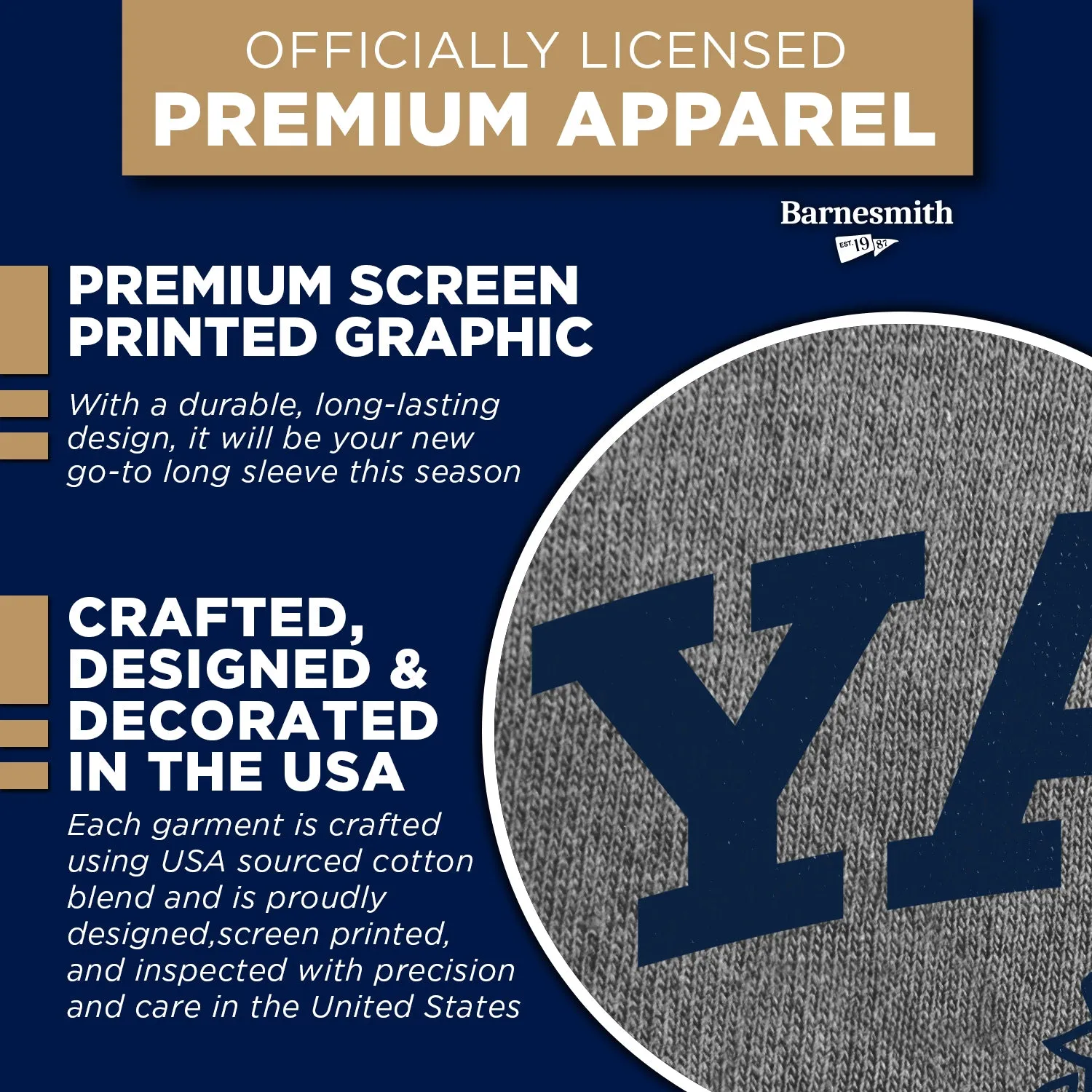 Yale Heritage Long Sleeve T-Shirt (Charcoal Grey) sold by Barnesmith product image thumbnail 4