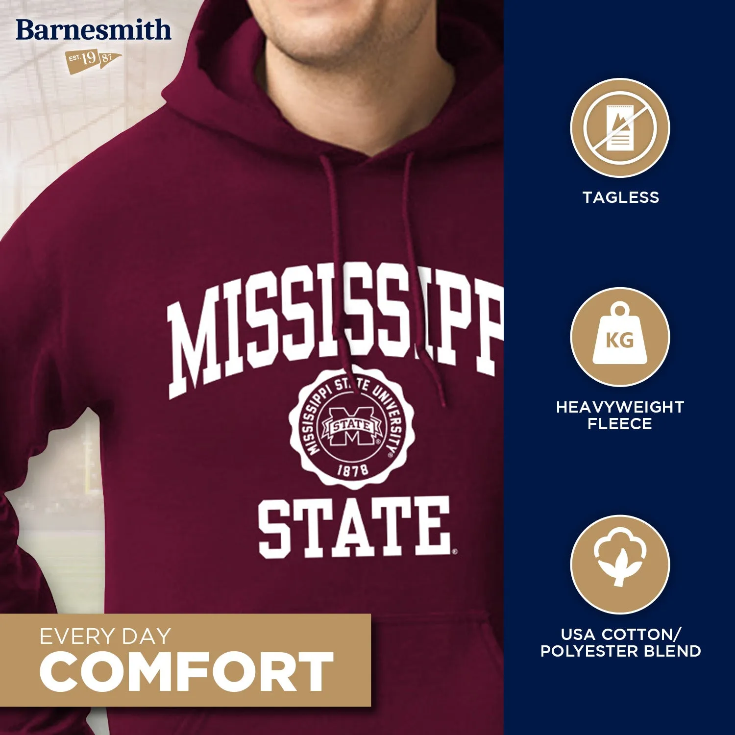 Mississippi State University Heritage Hooded Sweatshirt (Maroon) sold by Barnesmith product image thumbnail 3