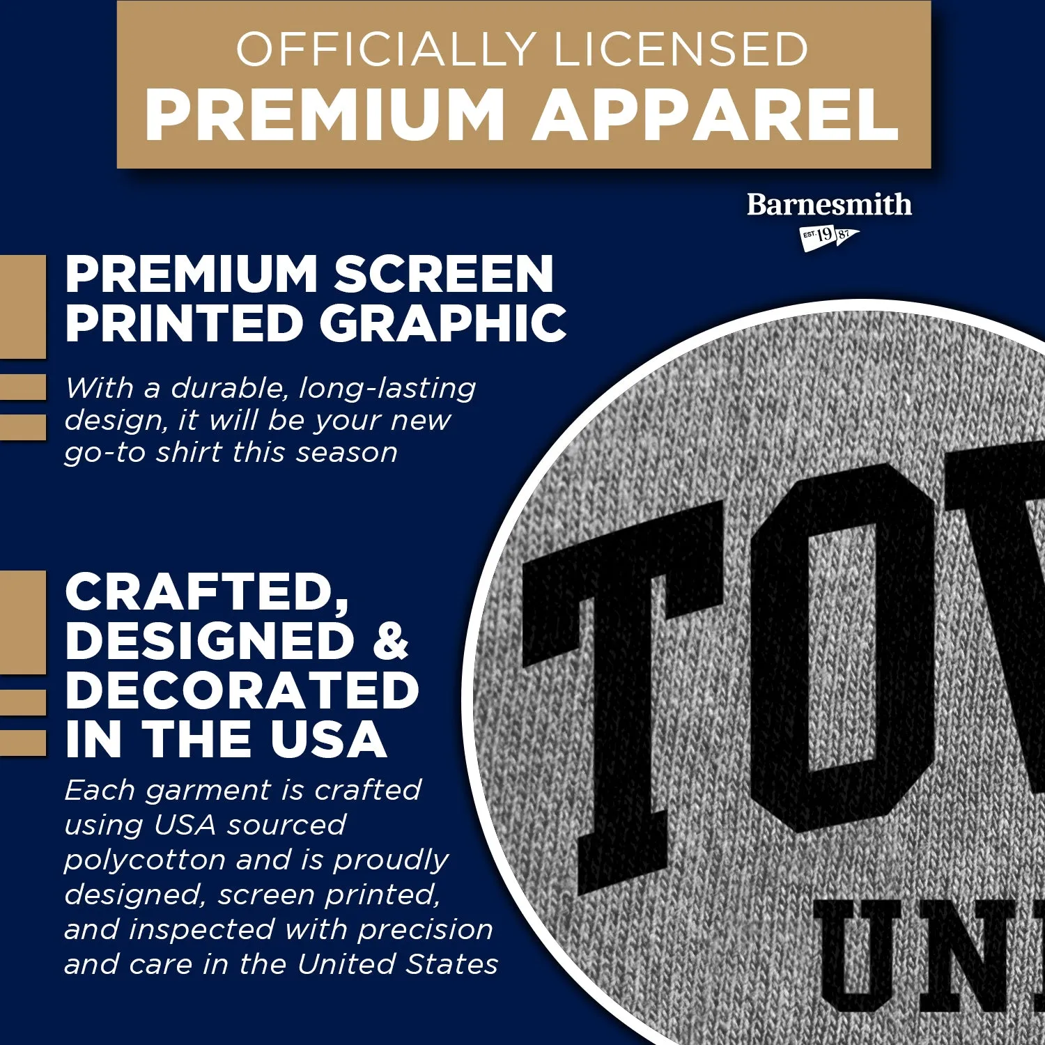 Towson University Classic T-Shirt (Charcoal Grey) sold by Barnesmith product image thumbnail 4