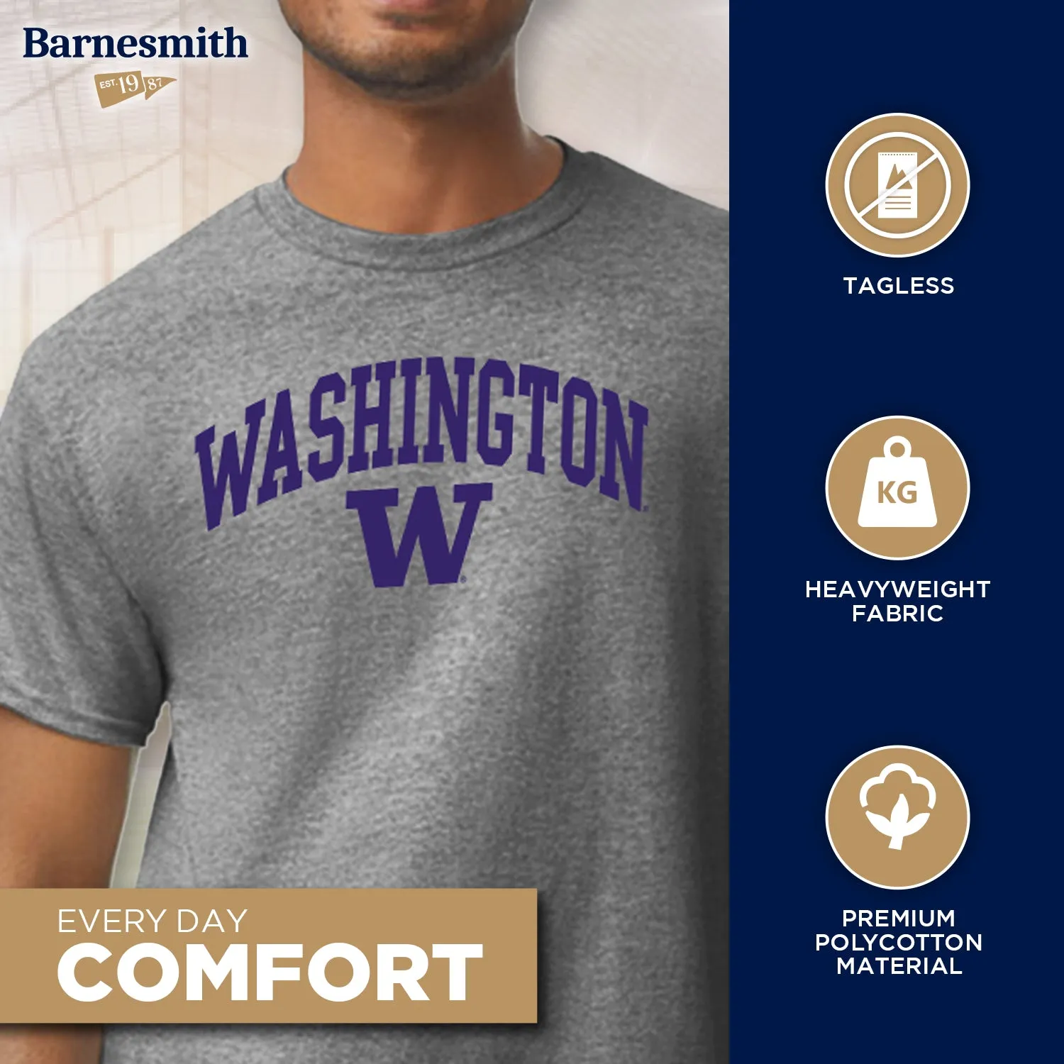University of Washington Spirit T-Shirt (Charcoal Grey) sold by Barnesmith product image thumbnail 3