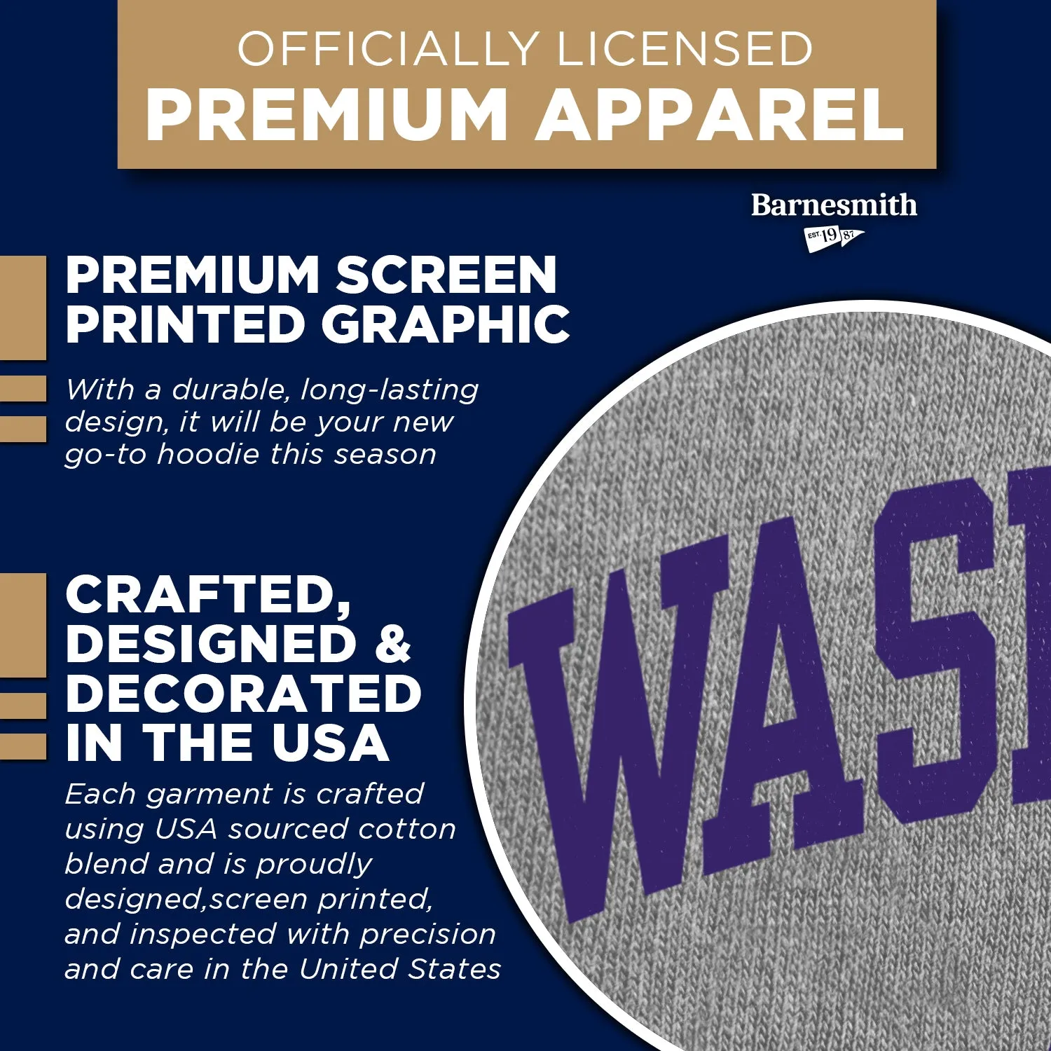 University of Washington Heritage Hooded Sweatshirt (Charcoal Grey) sold by Barnesmith product image thumbnail 4