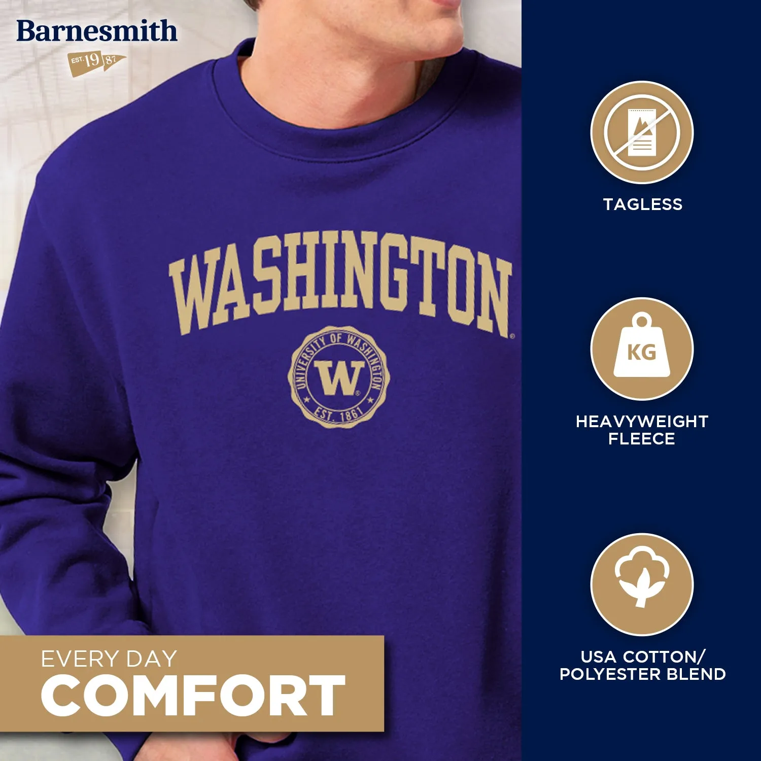 University of Washington Heritage Sweatshirt (Purple) sold by Barnesmith product image thumbnail 3
