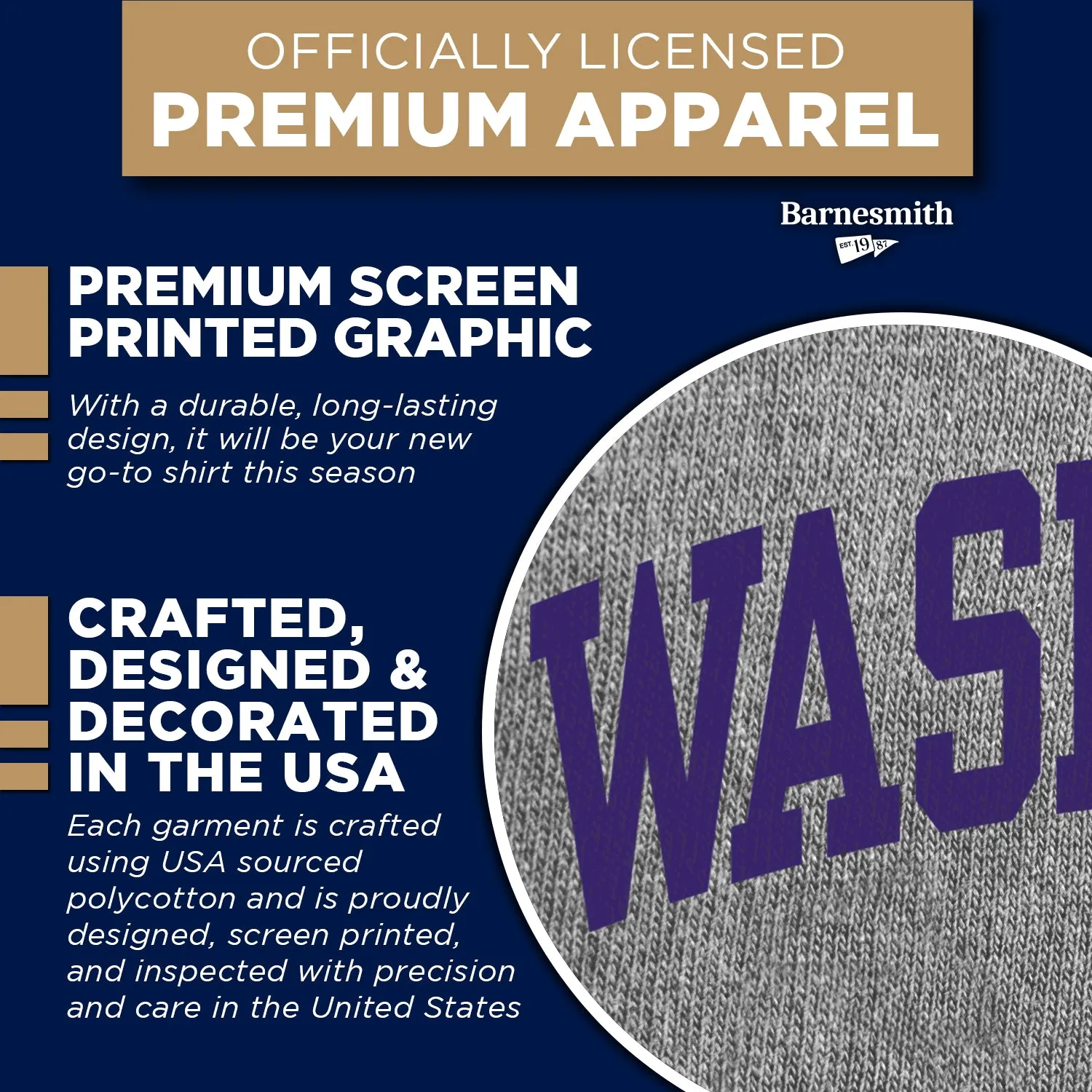 University of Washington Classic T-Shirt (Charcoal Grey) sold by Barnesmith product image thumbnail 4