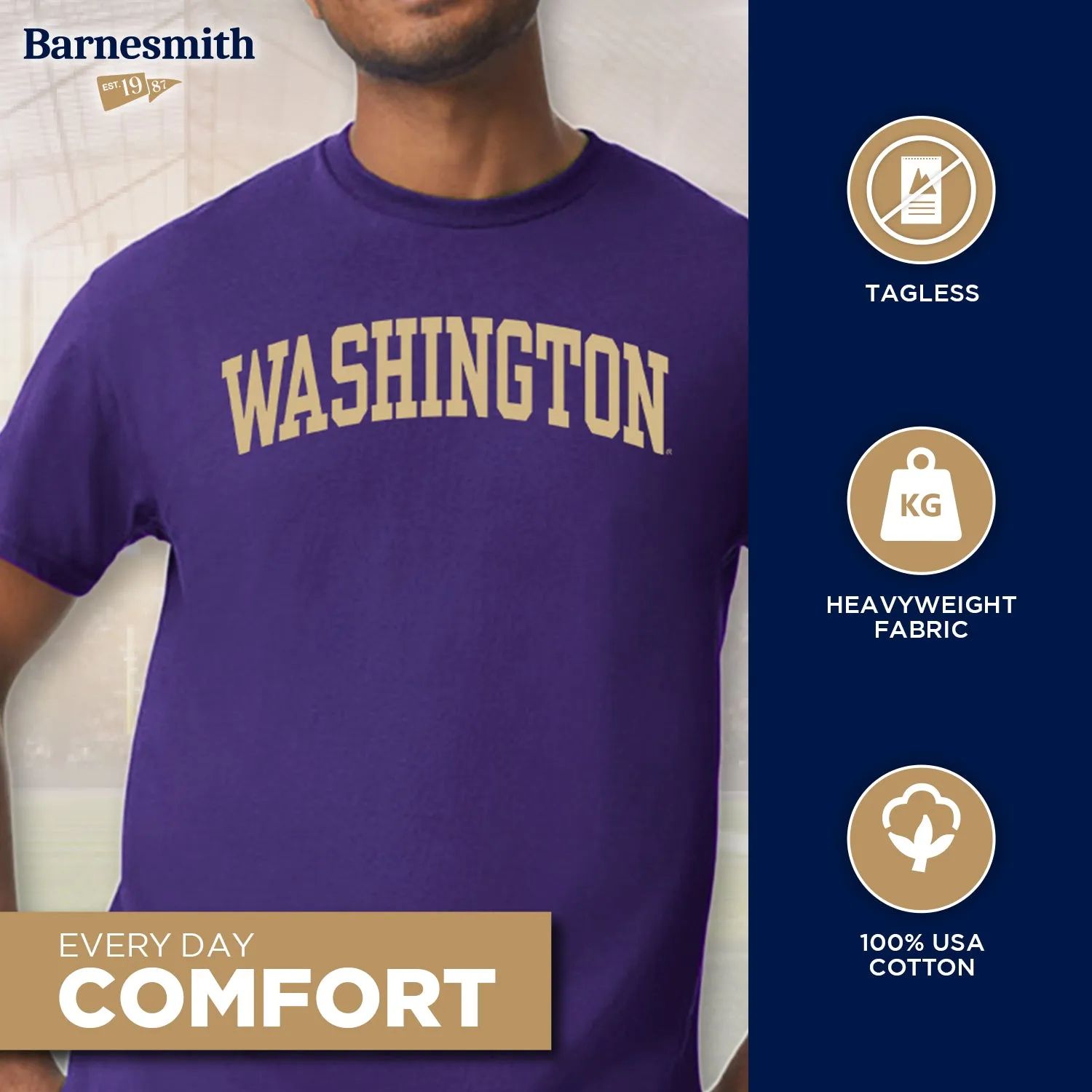 University of Washington Classic T-Shirt (Purple) sold by Barnesmith product image thumbnail 3