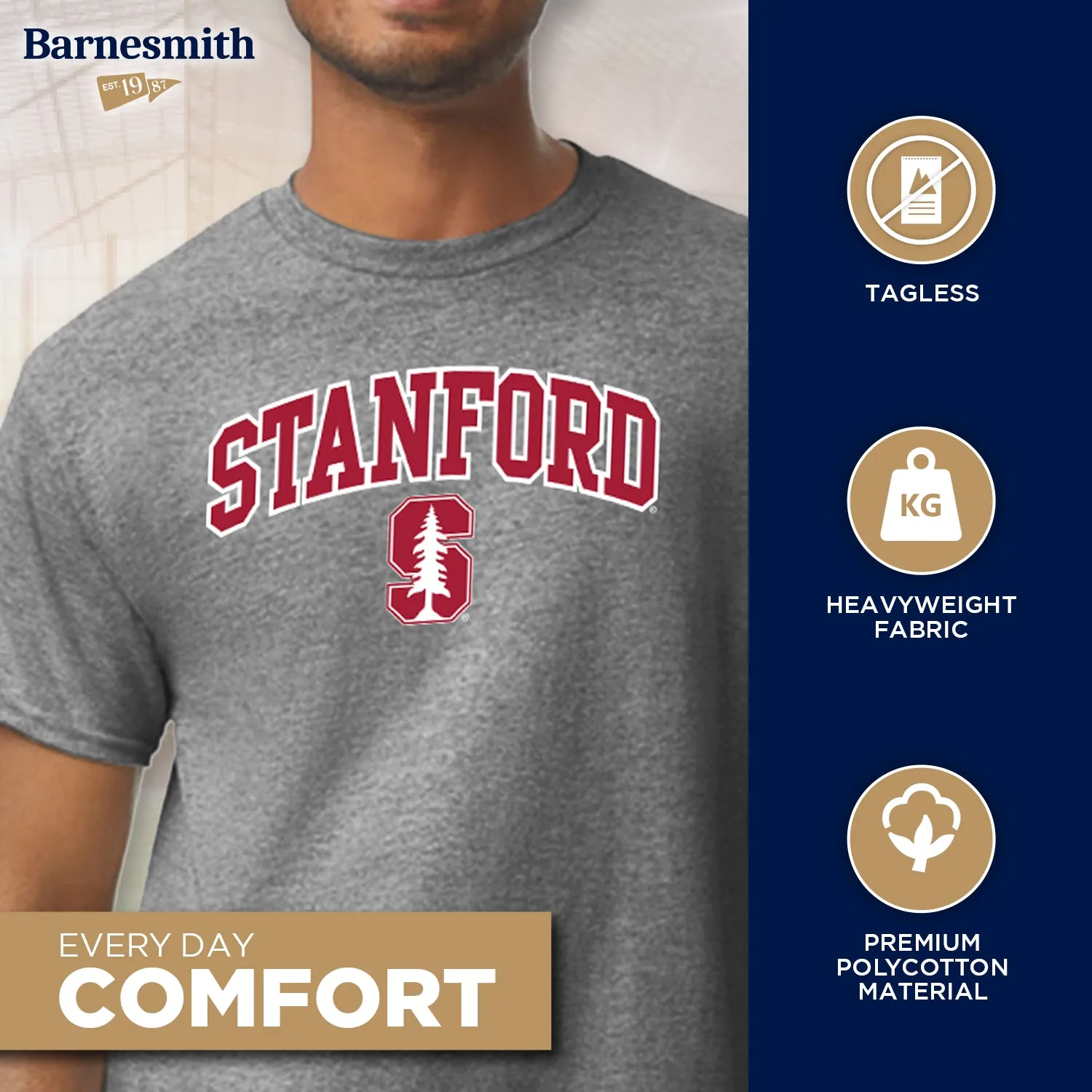 Stanford University Spirit T-Shirt (Charcoal Grey) sold by Barnesmith product image thumbnail 3