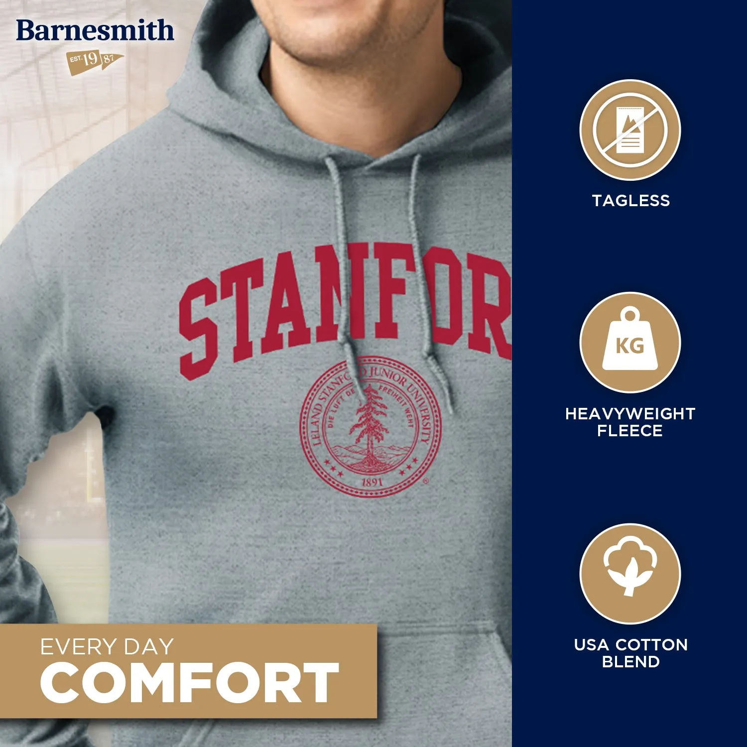Stanford University Heritage Hooded Sweatshirt (Charcoal Grey) sold by Barnesmith product image thumbnail 3