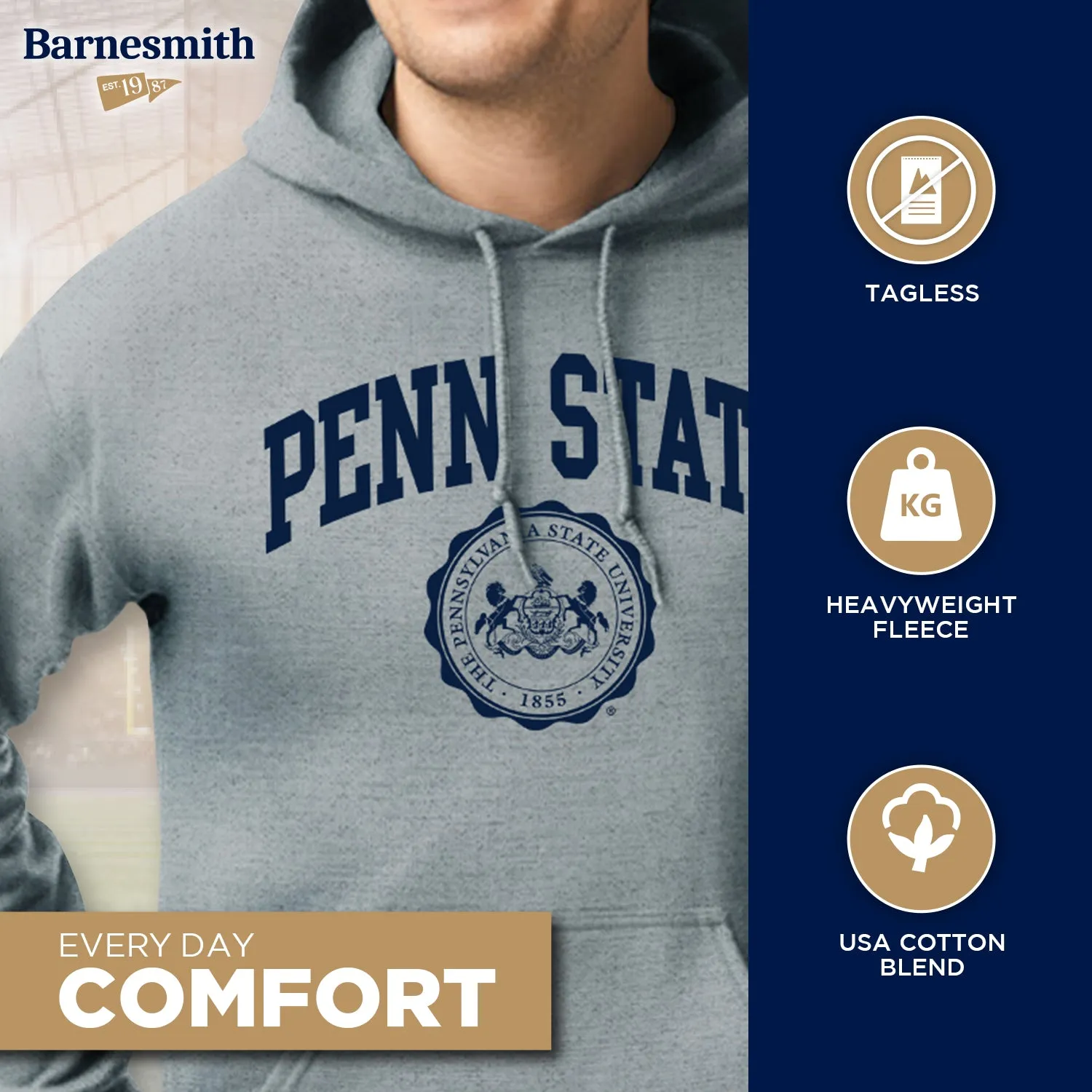 Pennsylvania State University Heritage Hooded Sweatshirt (Charcoal Grey) sold by Barnesmith product image thumbnail 3
