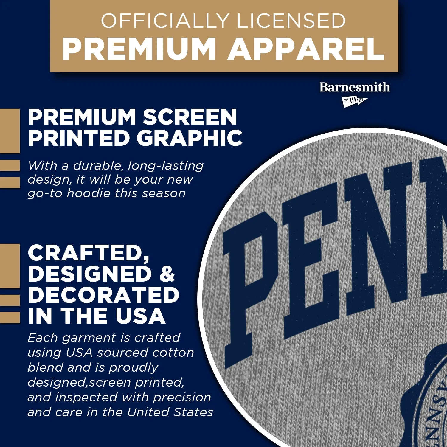 Pennsylvania State University Heritage Hooded Sweatshirt (Charcoal Grey) sold by Barnesmith product image thumbnail 4