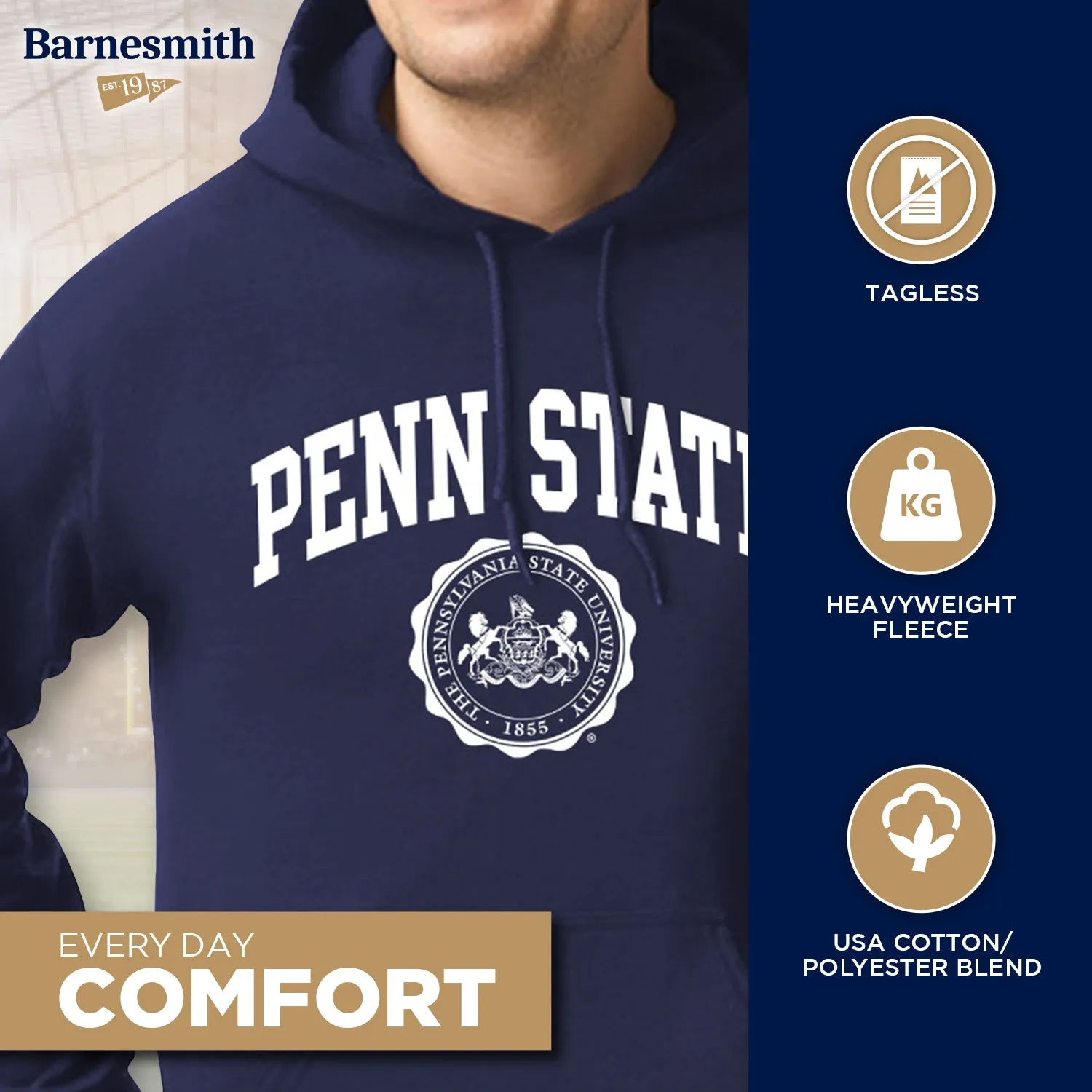 Pennsylvania State University Heritage Hooded Sweatshirt (Navy) sold by Barnesmith product image thumbnail 3