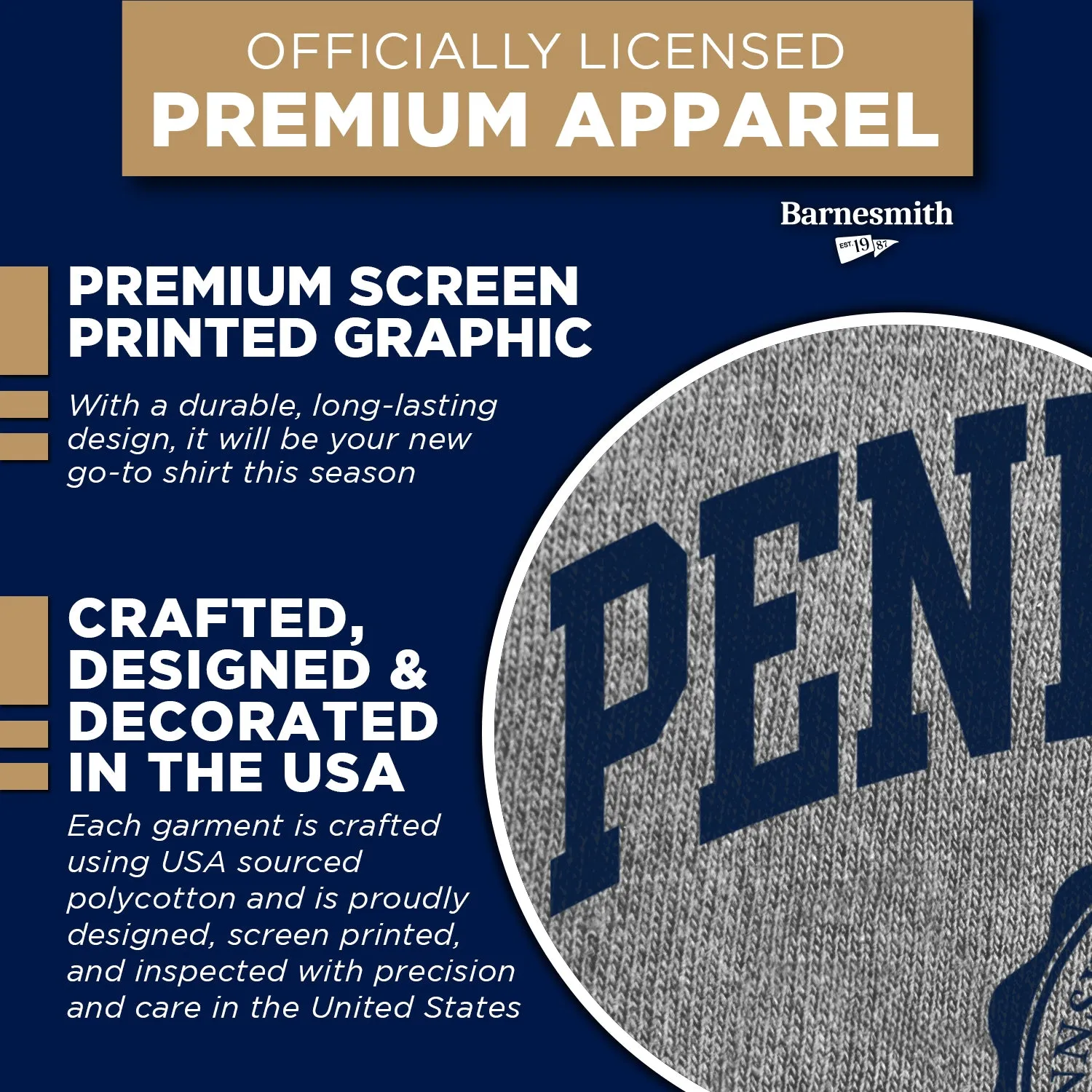 Pennsylvania State University Heritage T-Shirt (Charcoal Grey) sold by Barnesmith product image thumbnail 4