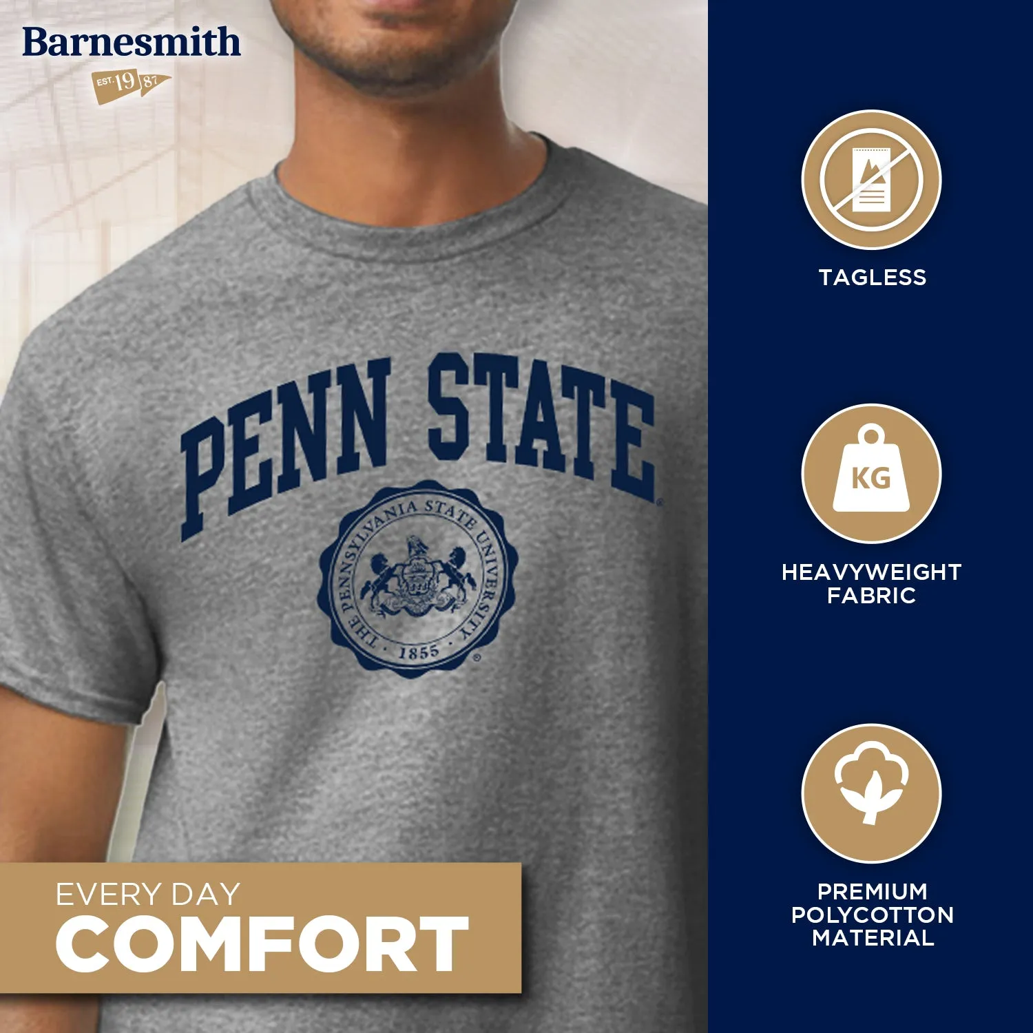 Pennsylvania State University Heritage T-Shirt (Charcoal Grey) sold by Barnesmith product image thumbnail 3