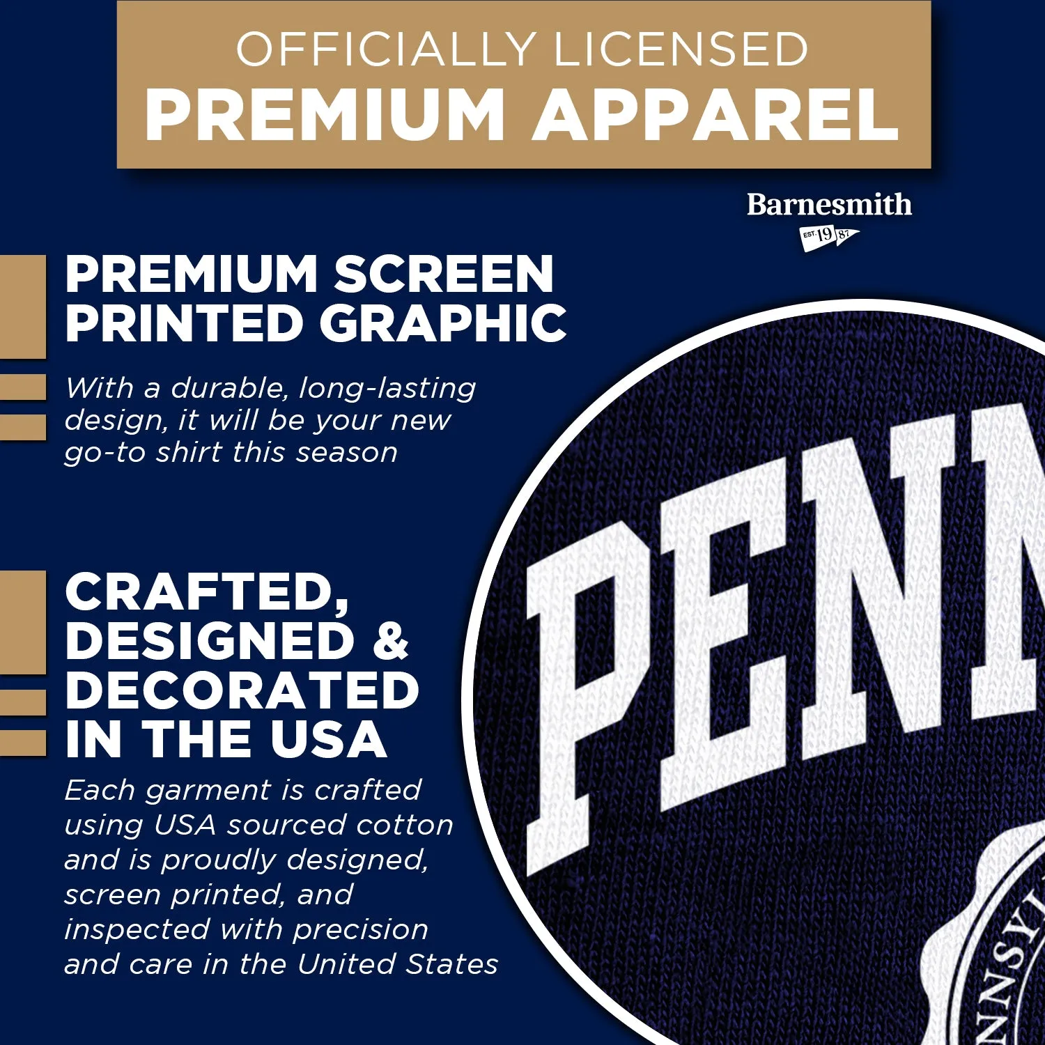 Pennsylvania State University Heritage T-Shirt (Navy) sold by Barnesmith product image thumbnail 4