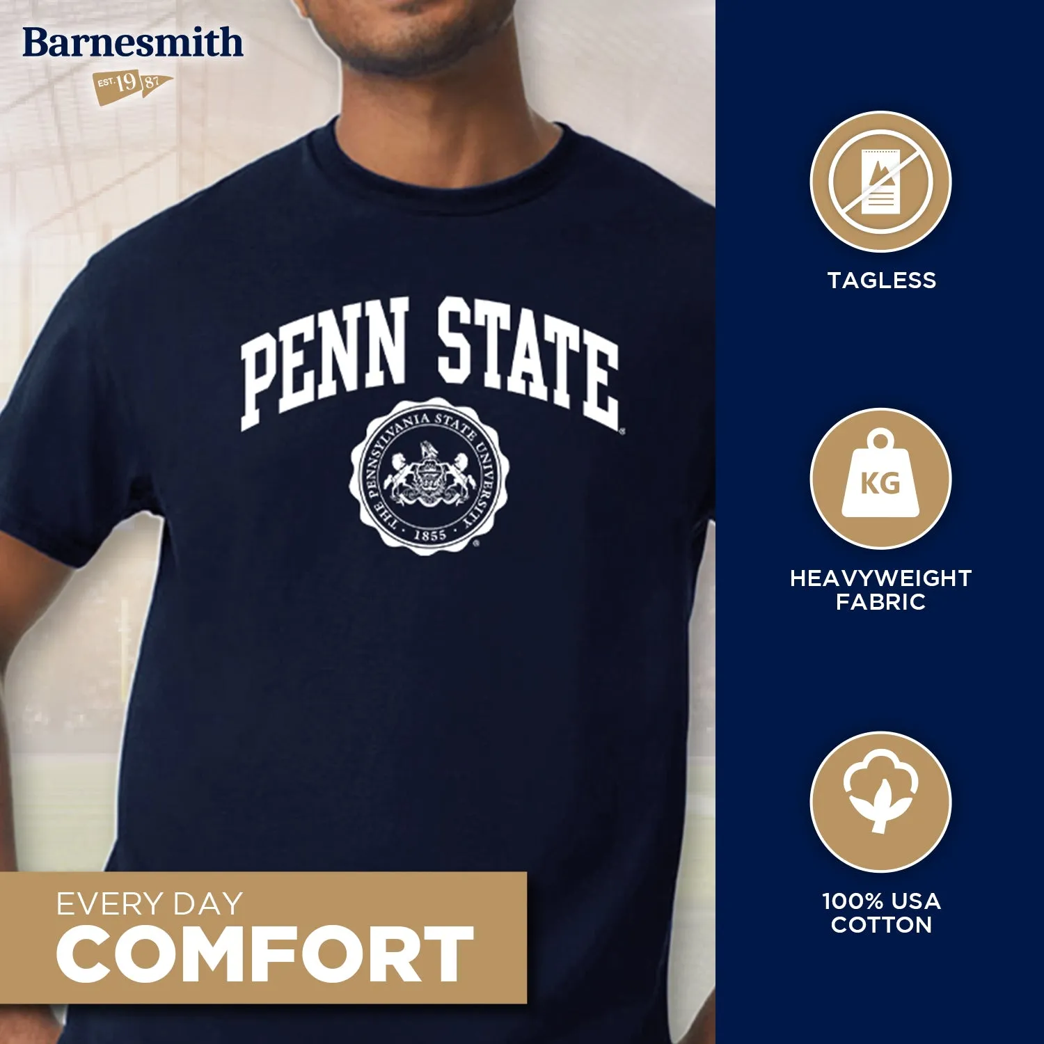 Pennsylvania State University Heritage T-Shirt (Navy) sold by Barnesmith product image thumbnail 3