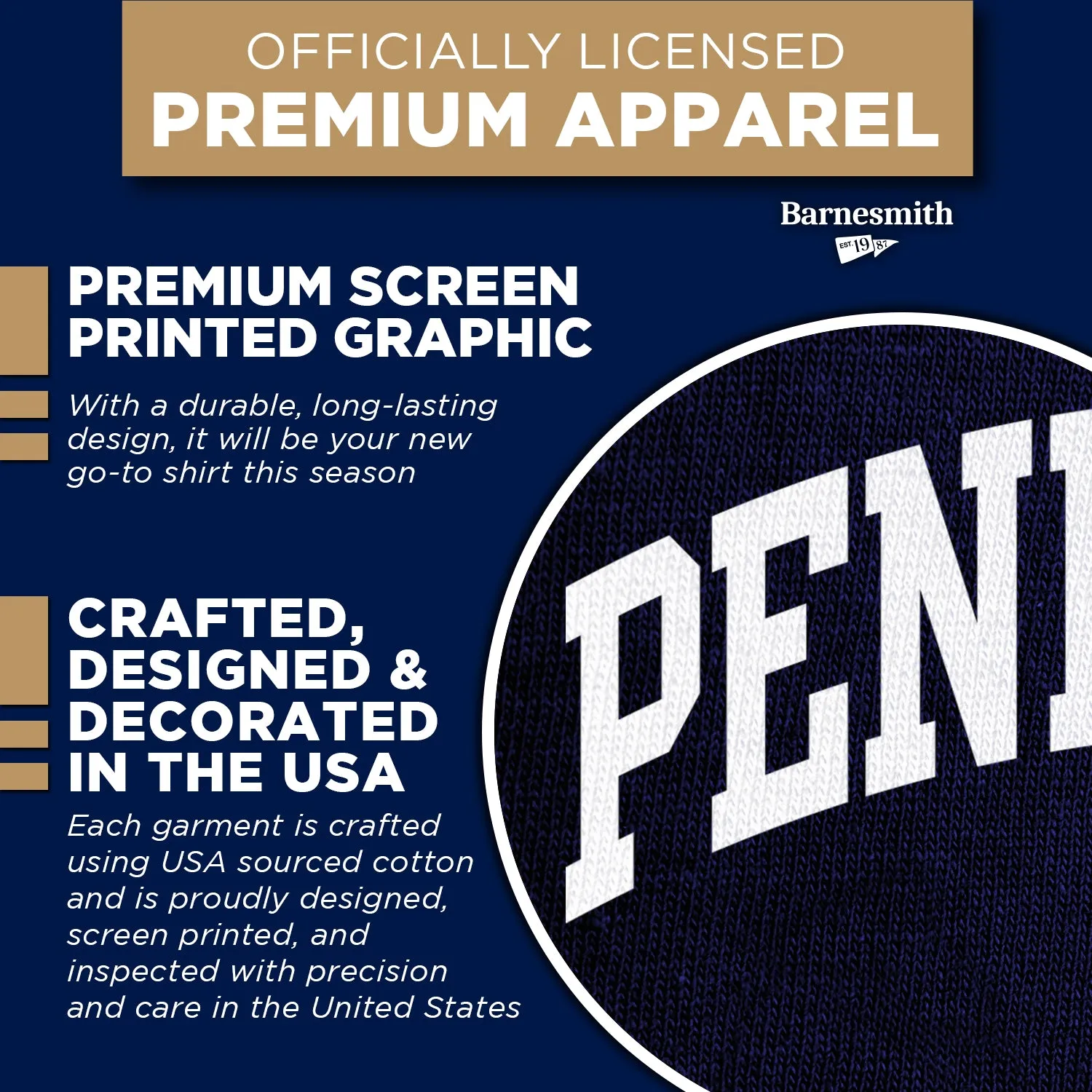 Pennsylvania State University Classic T-Shirt (Navy) sold by Barnesmith product image thumbnail 4