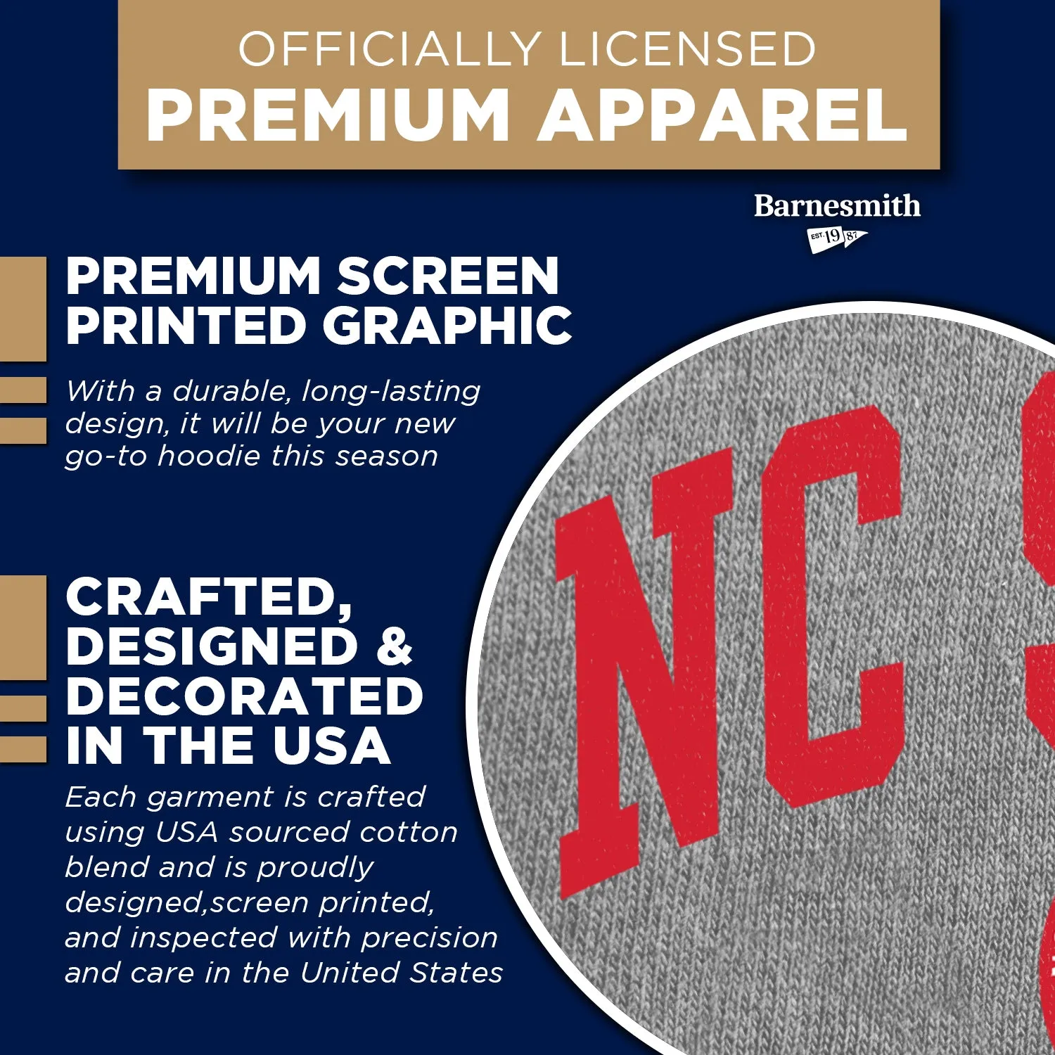 North Carolina State University Heritage Hooded Sweatshirt (Charcoal Grey) sold by Barnesmith product image thumbnail 4