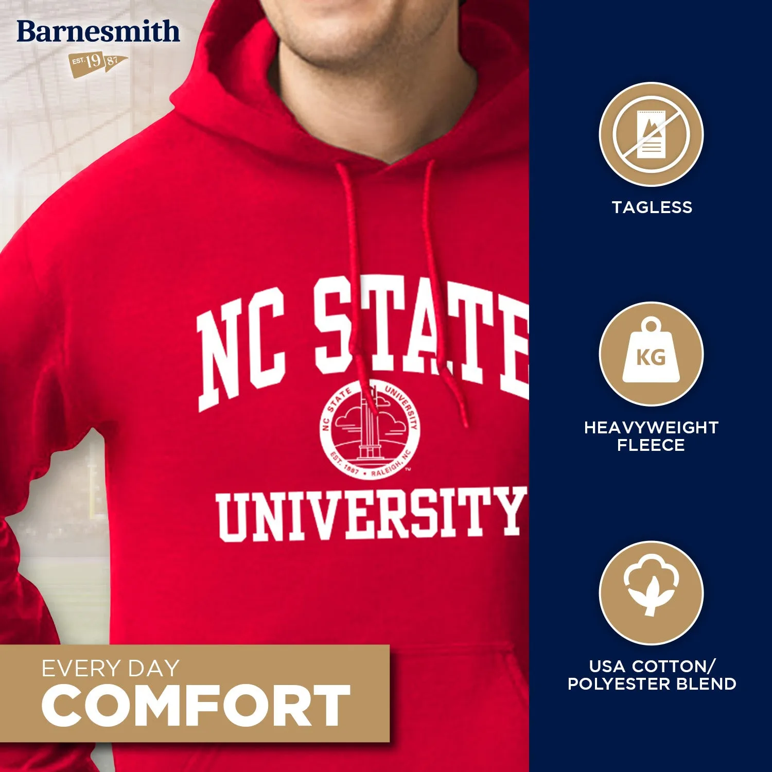 North Carolina State University Hooded Sweatshirt (Red) sold by Barnesmith product image thumbnail 3
