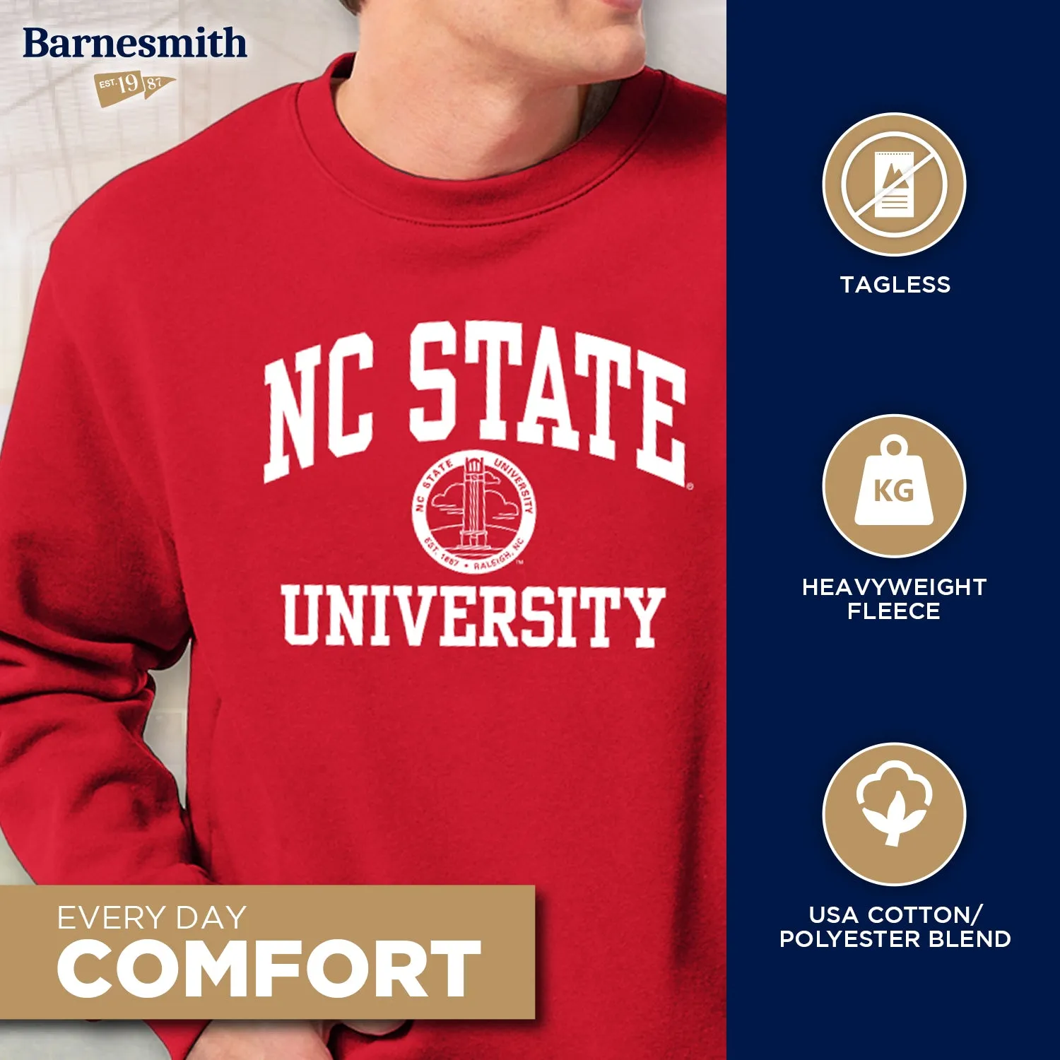 North Carolina State University Heritage Sweatshirt (Red) sold by Barnesmith product image thumbnail 3