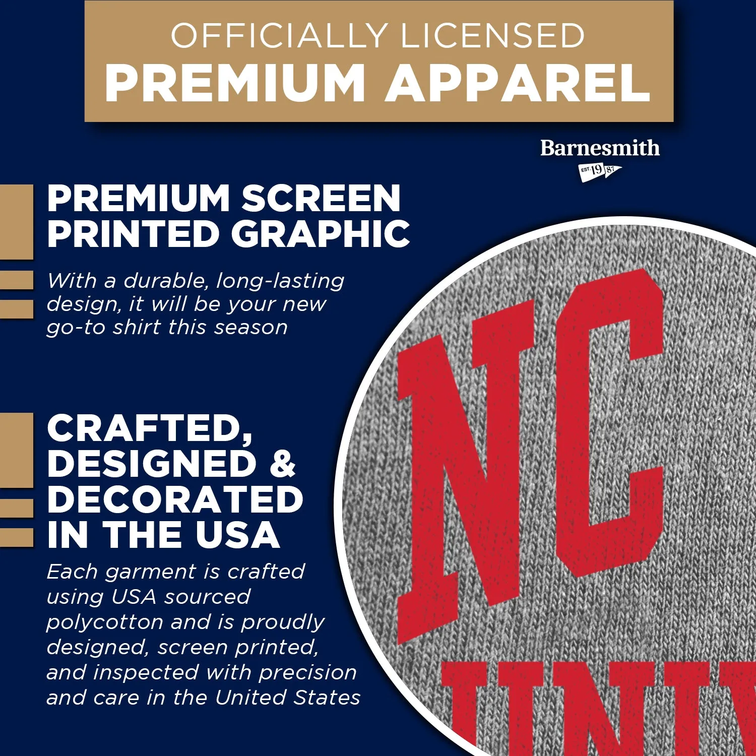 North Carolina State University Classic T-Shirt (Charcoal Grey) sold by Barnesmith product image thumbnail 4
