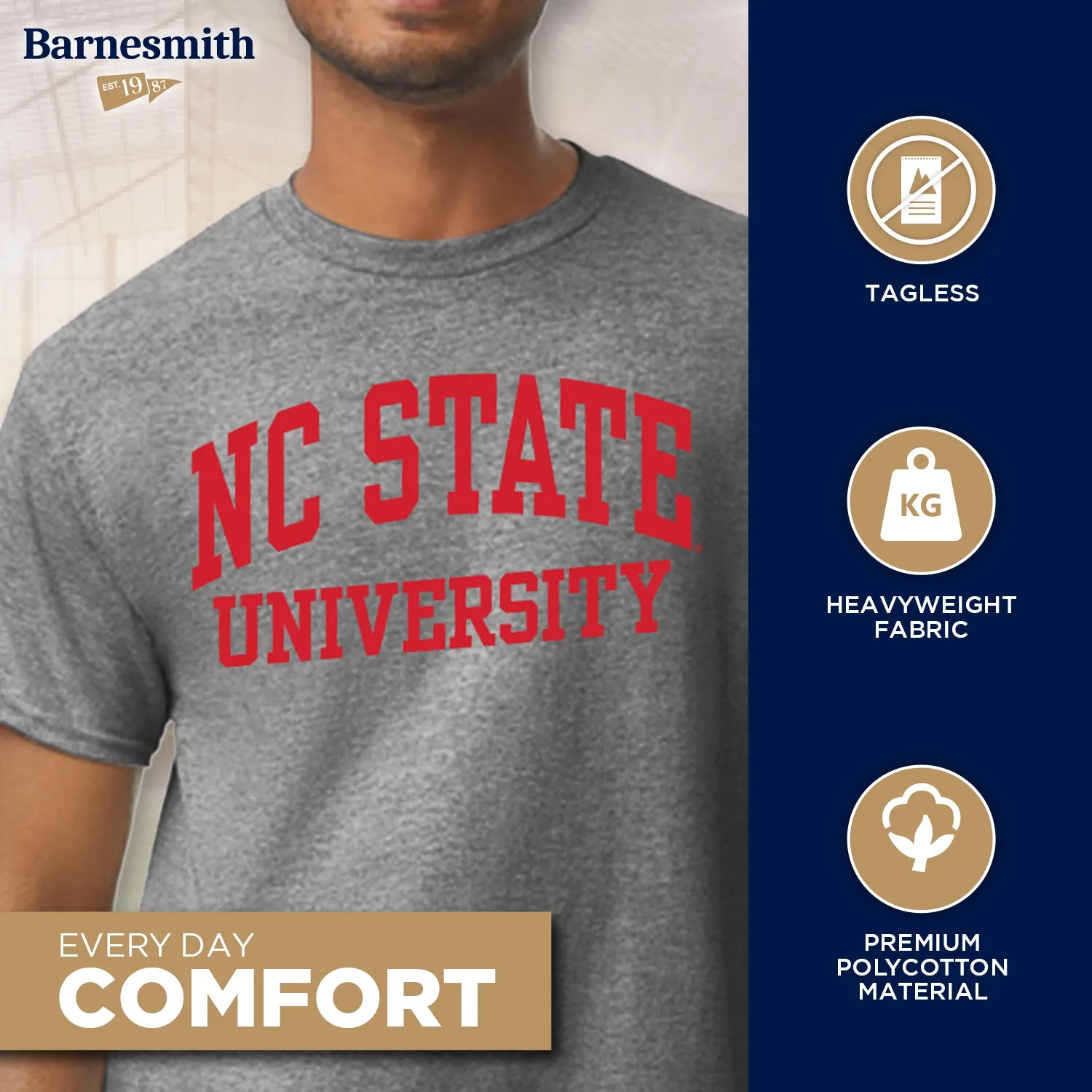 North Carolina State University Classic T-Shirt (Charcoal Grey) sold by Barnesmith product image thumbnail 3