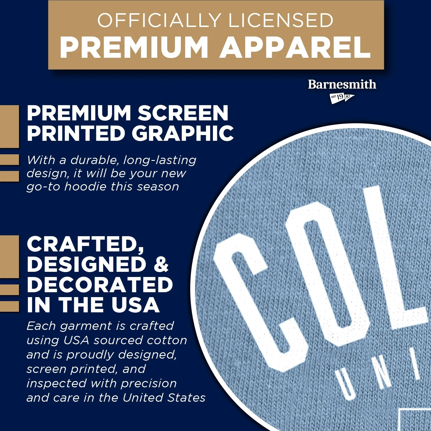 Columbia University Heritage Hooded Sweatshirt (Light Blue) sold by Barnesmith product image thumbnail 4