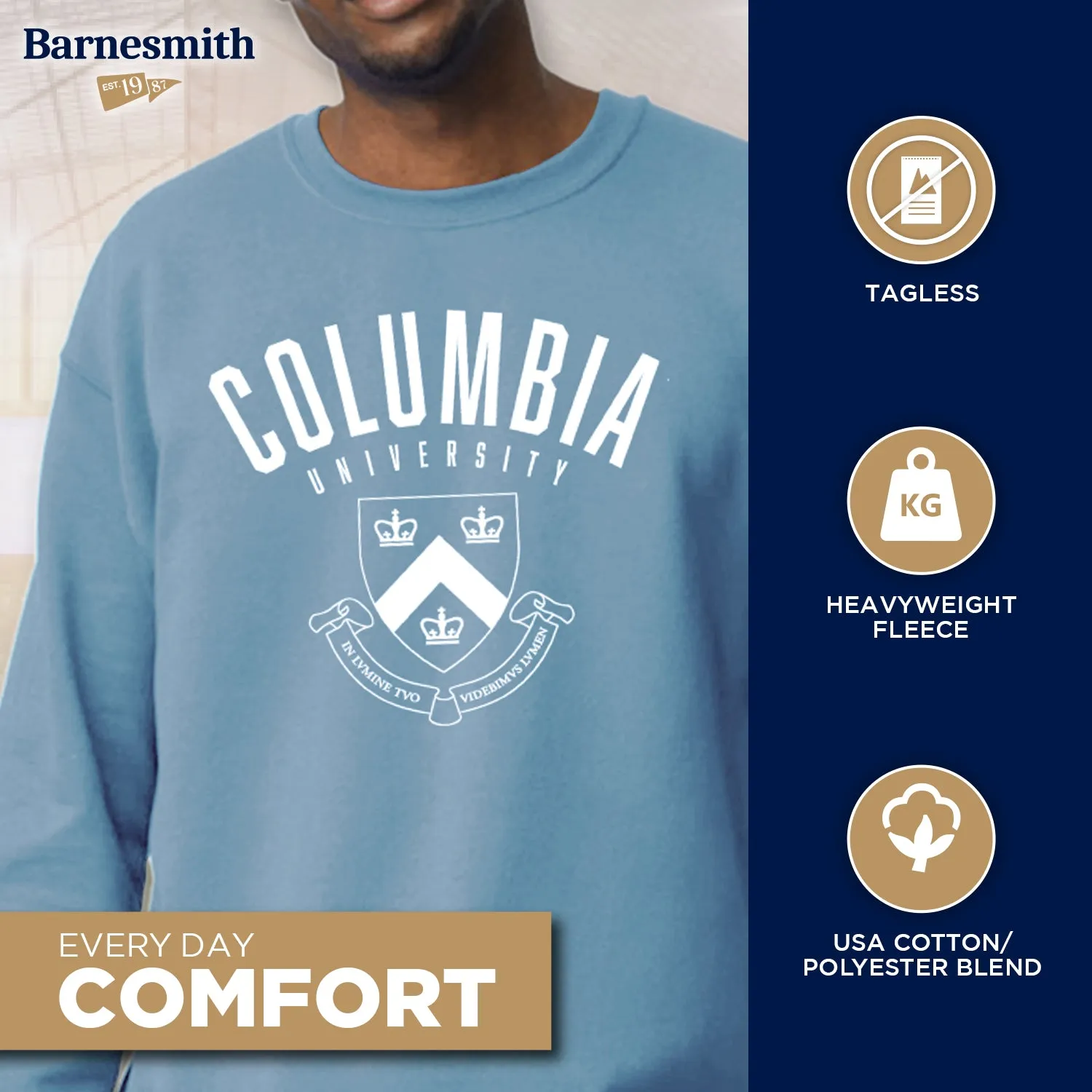 Columbia University Heritage Sweatshirt (Light Blue) sold by Barnesmith product image thumbnail 3