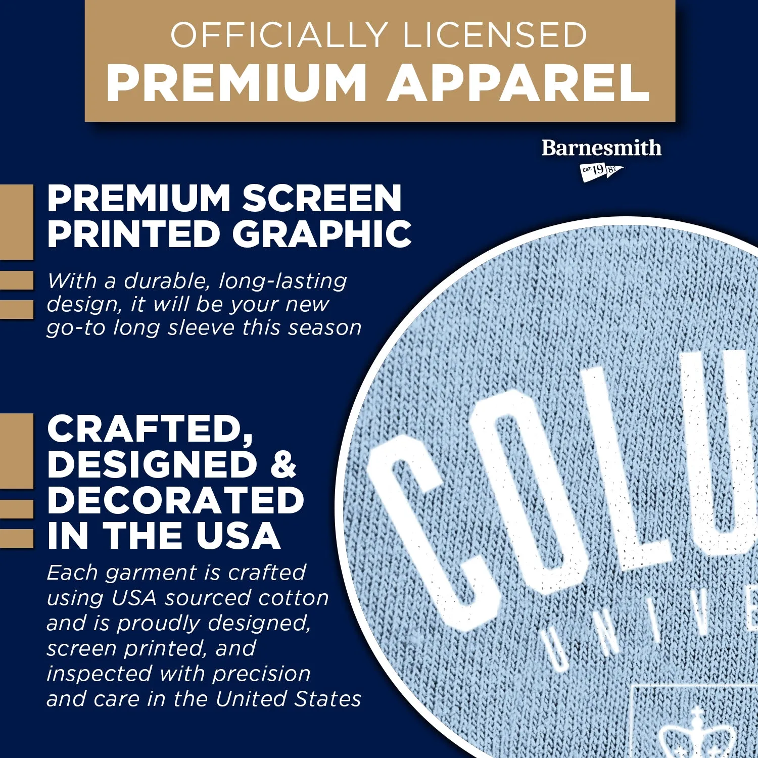 Columbia University Heritage Long Sleeve T-Shirt (Light Blue) sold by Barnesmith product image thumbnail 4