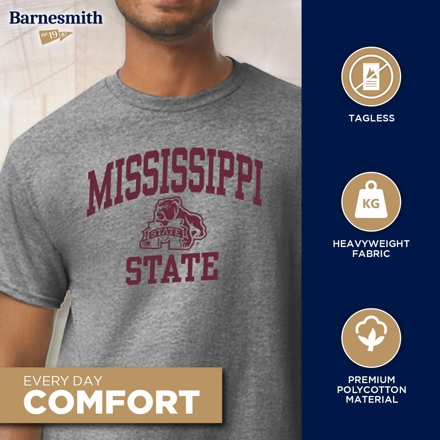 Mississippi State University Spirit T-Shirt (Charcoal Grey) sold by Barnesmith product image thumbnail 3