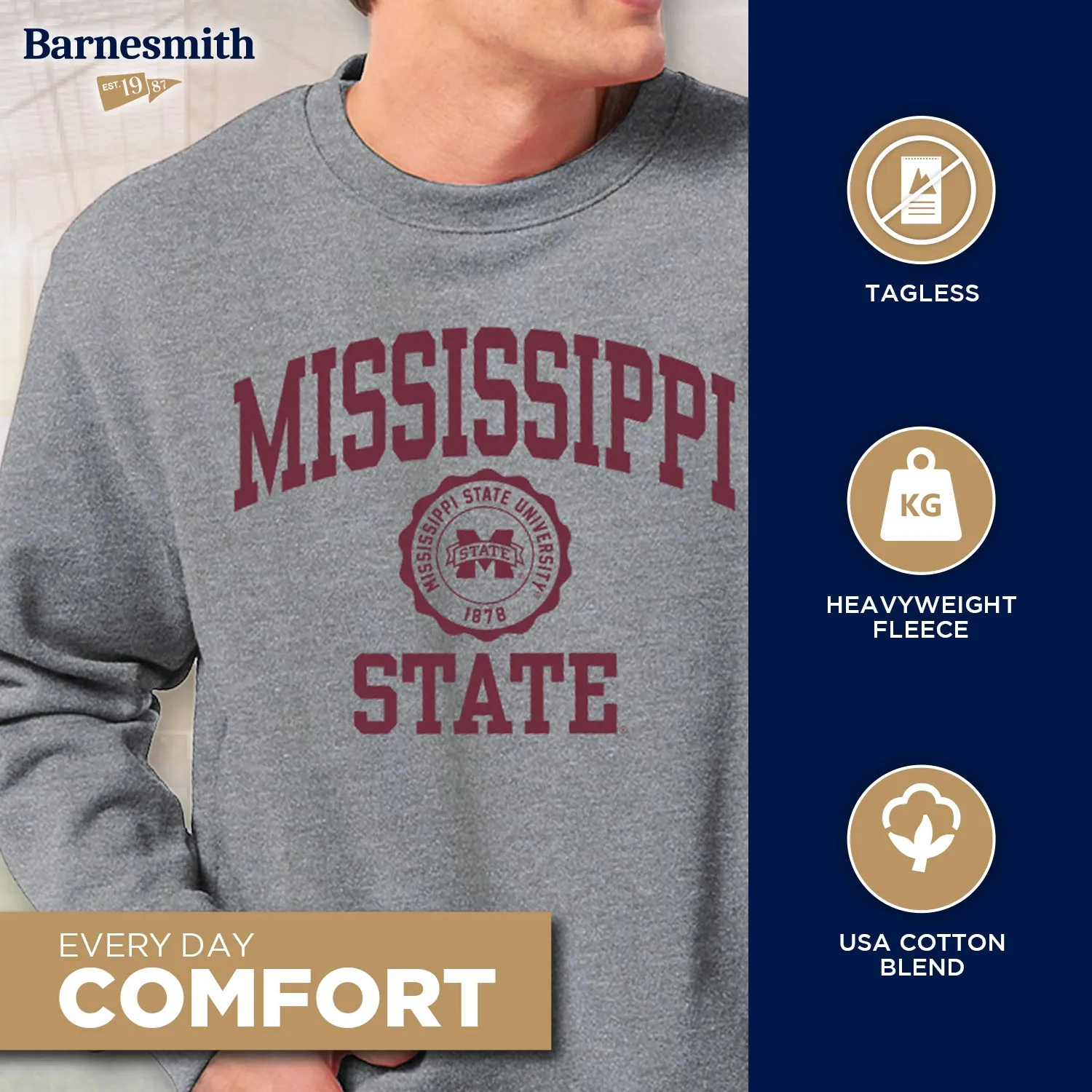 Mississippi State University Heritage Sweatshirt (Charcoal Grey) sold by Barnesmith product image thumbnail 3